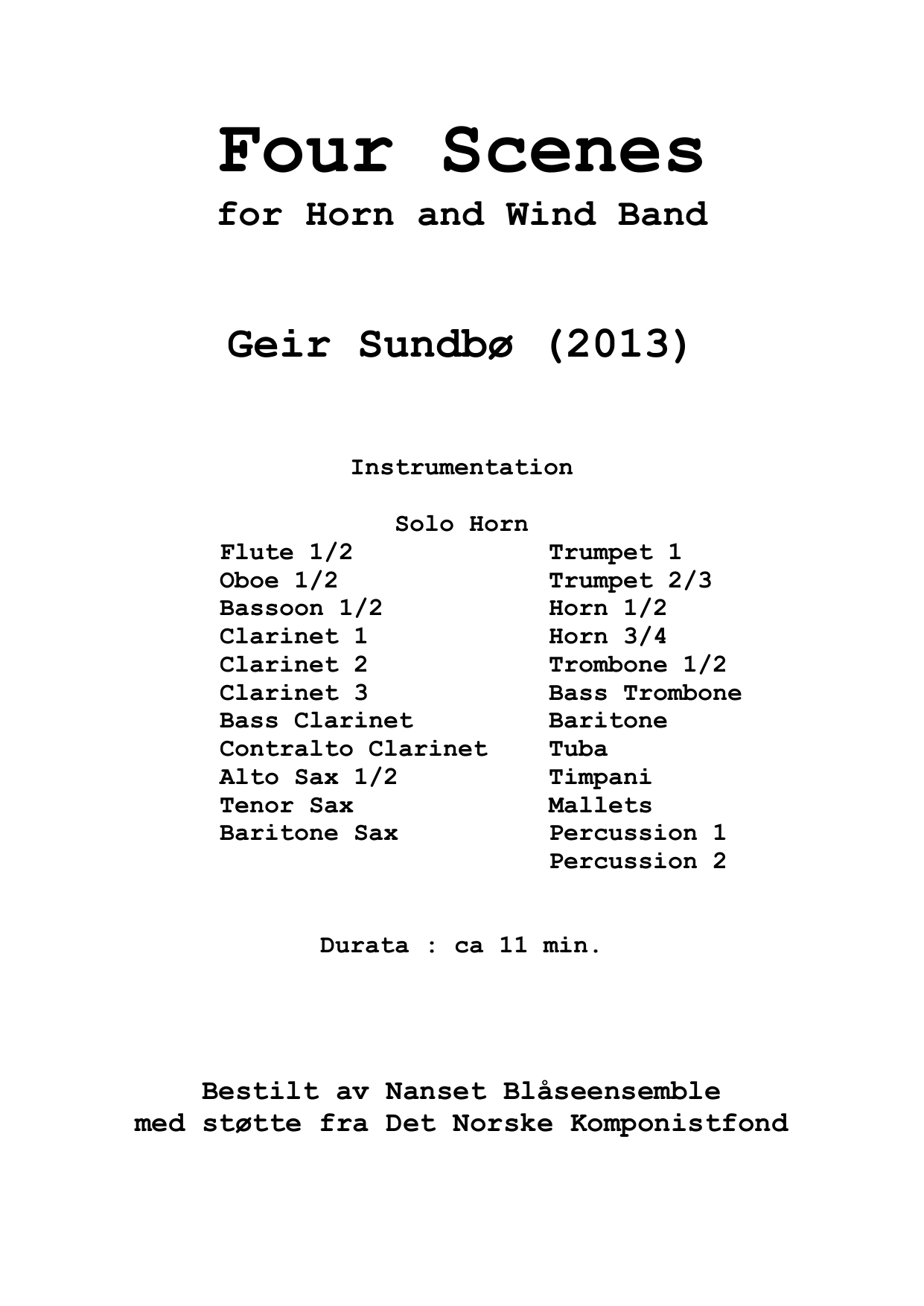 Four Scenes - For horn and wind band