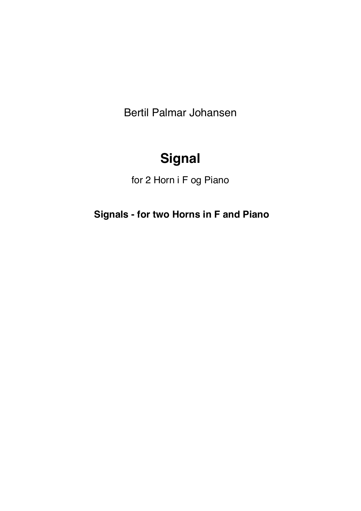 Signals - For two horn and piano