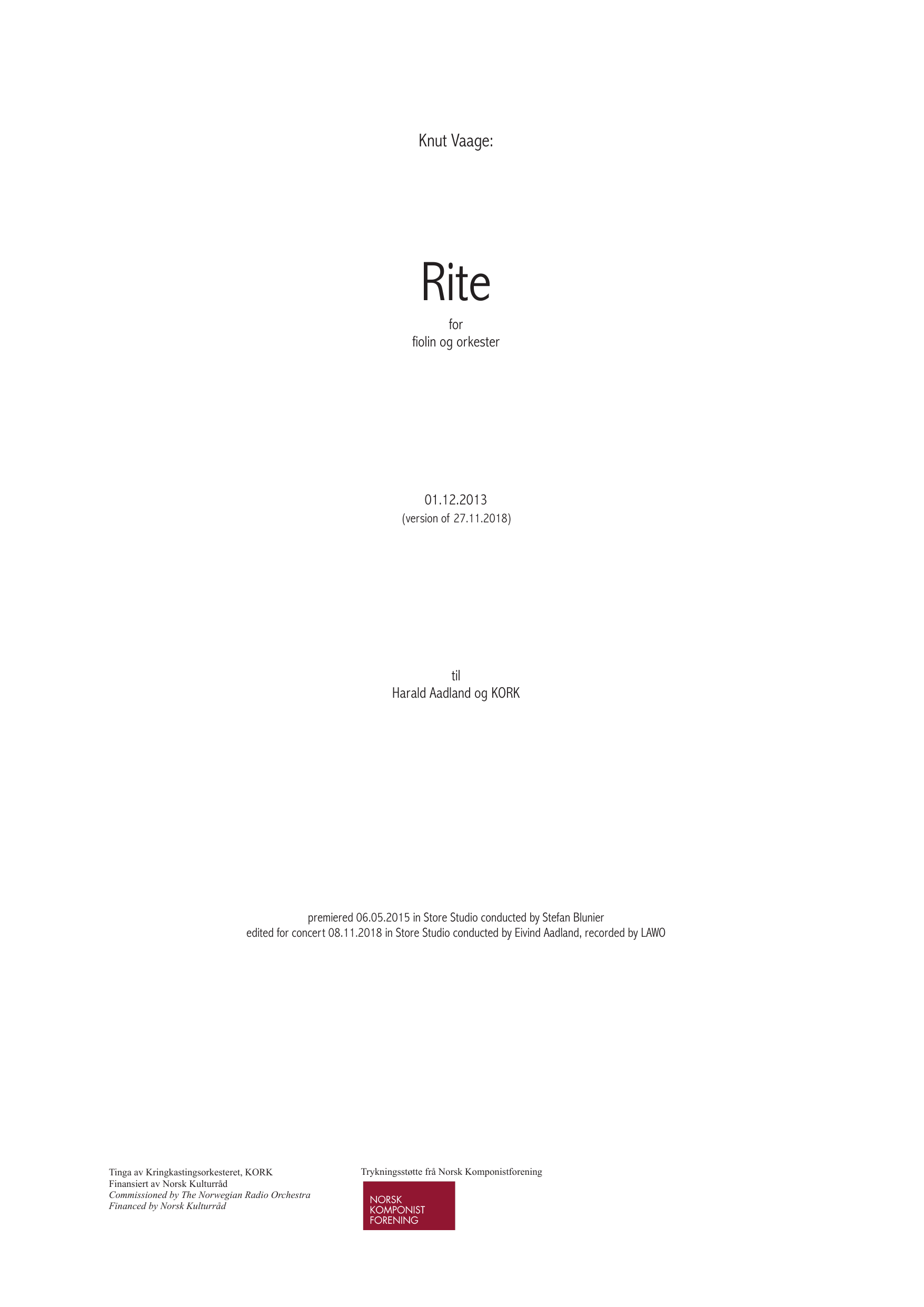 Rite - For fiolin og orkester