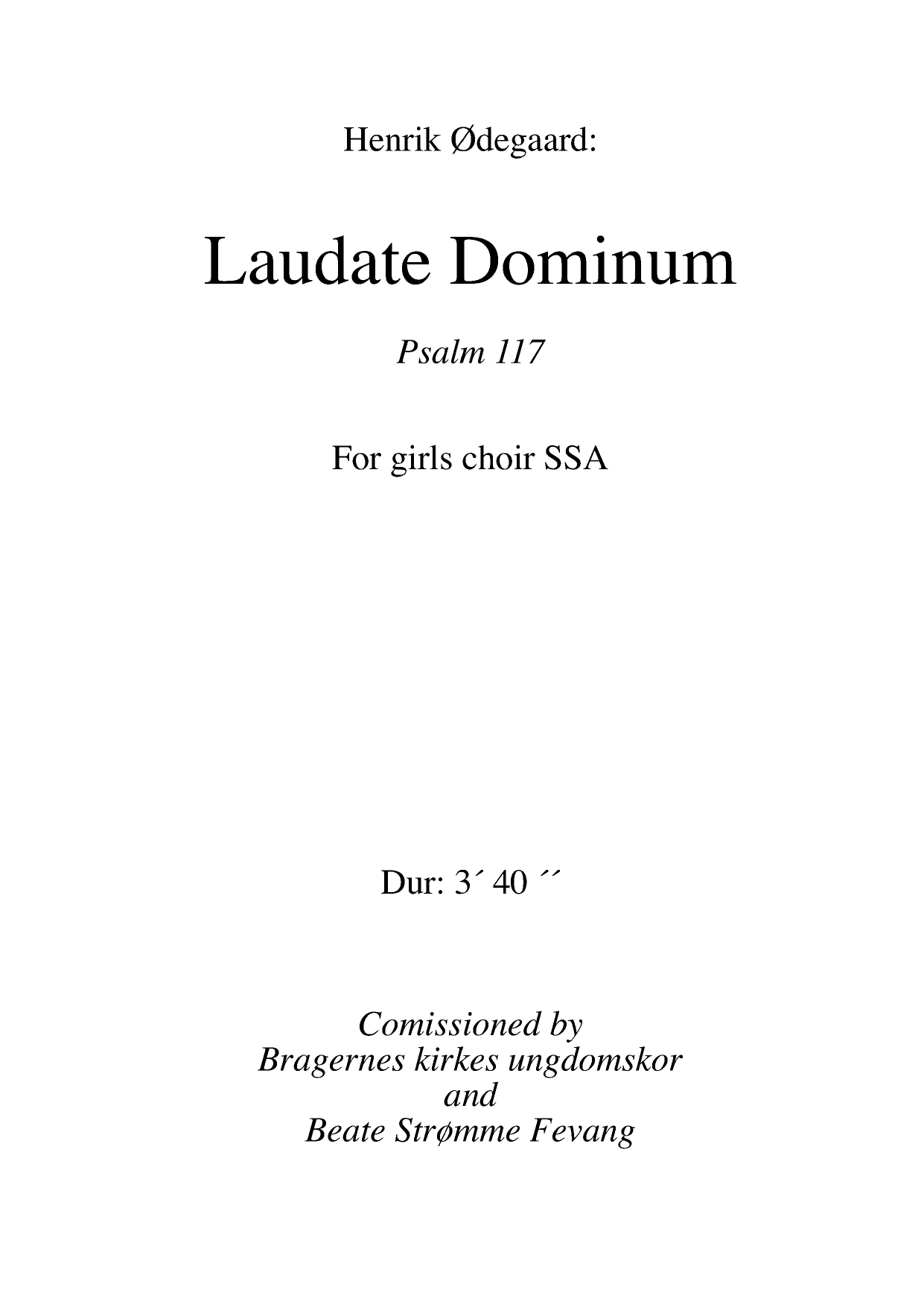 Laudate Dominum - For girls choir SSA