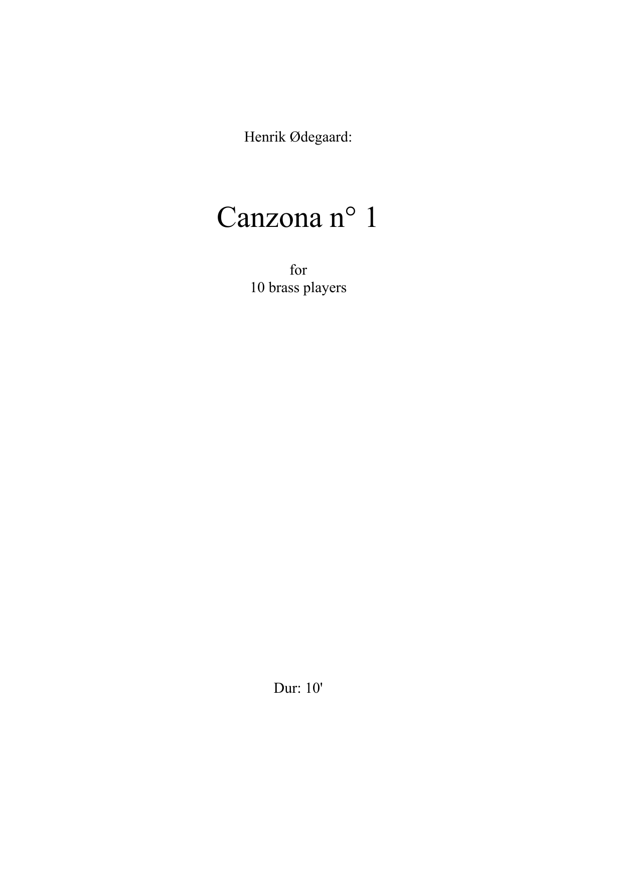 Canzona n° 1 - For 10 brass players
