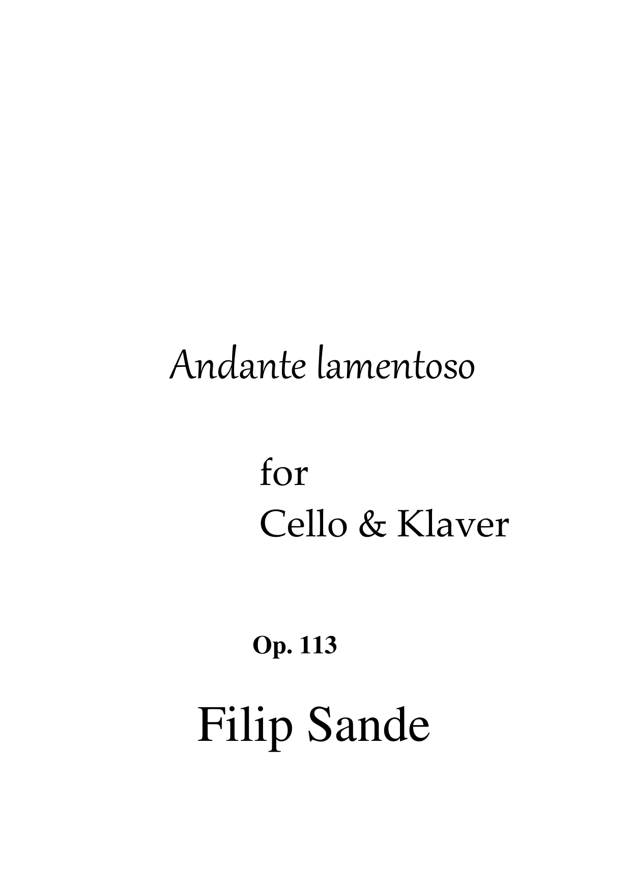 Andante lamentoso - For cello & klaver, op. 113