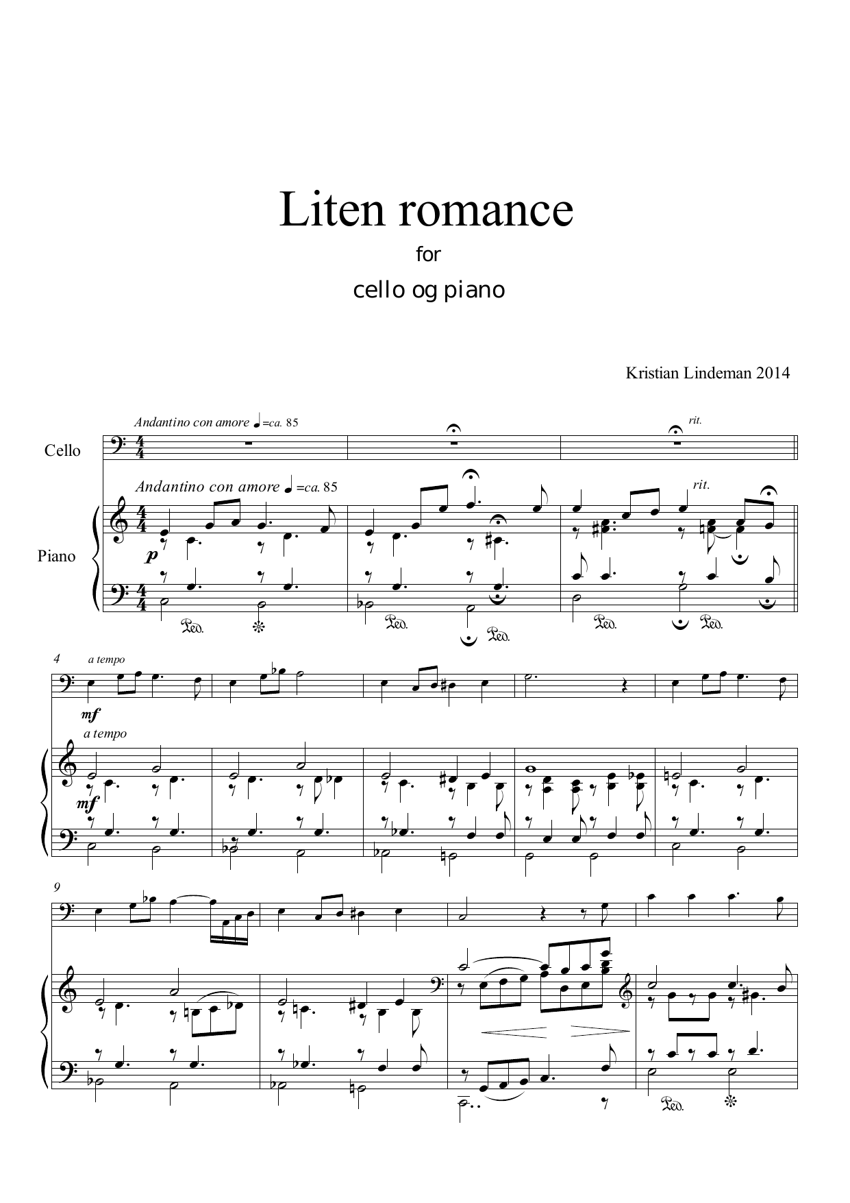 Liten romance - For cello og piano - Image 3