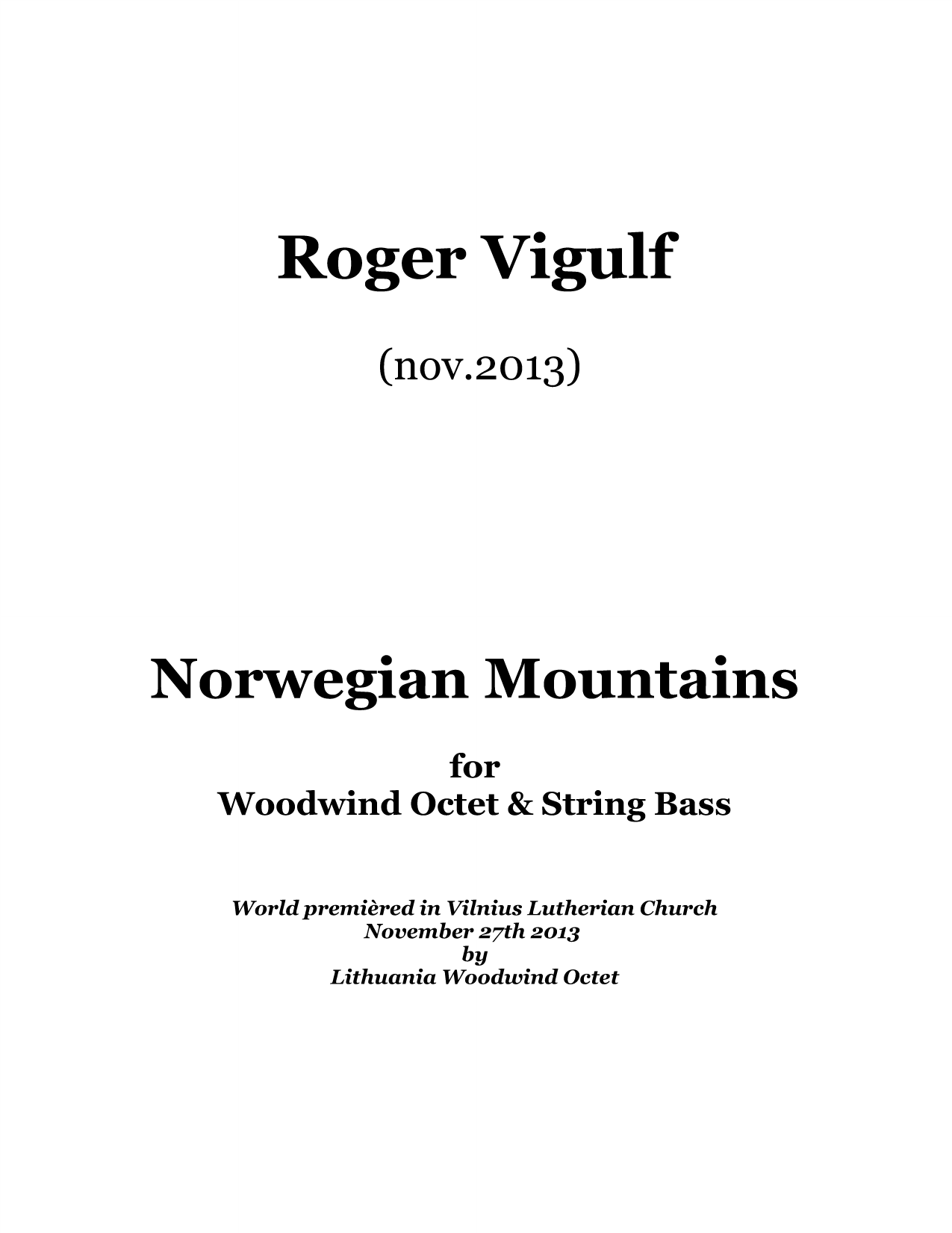 Norwegian Mountains - For woodwind octet & string bass