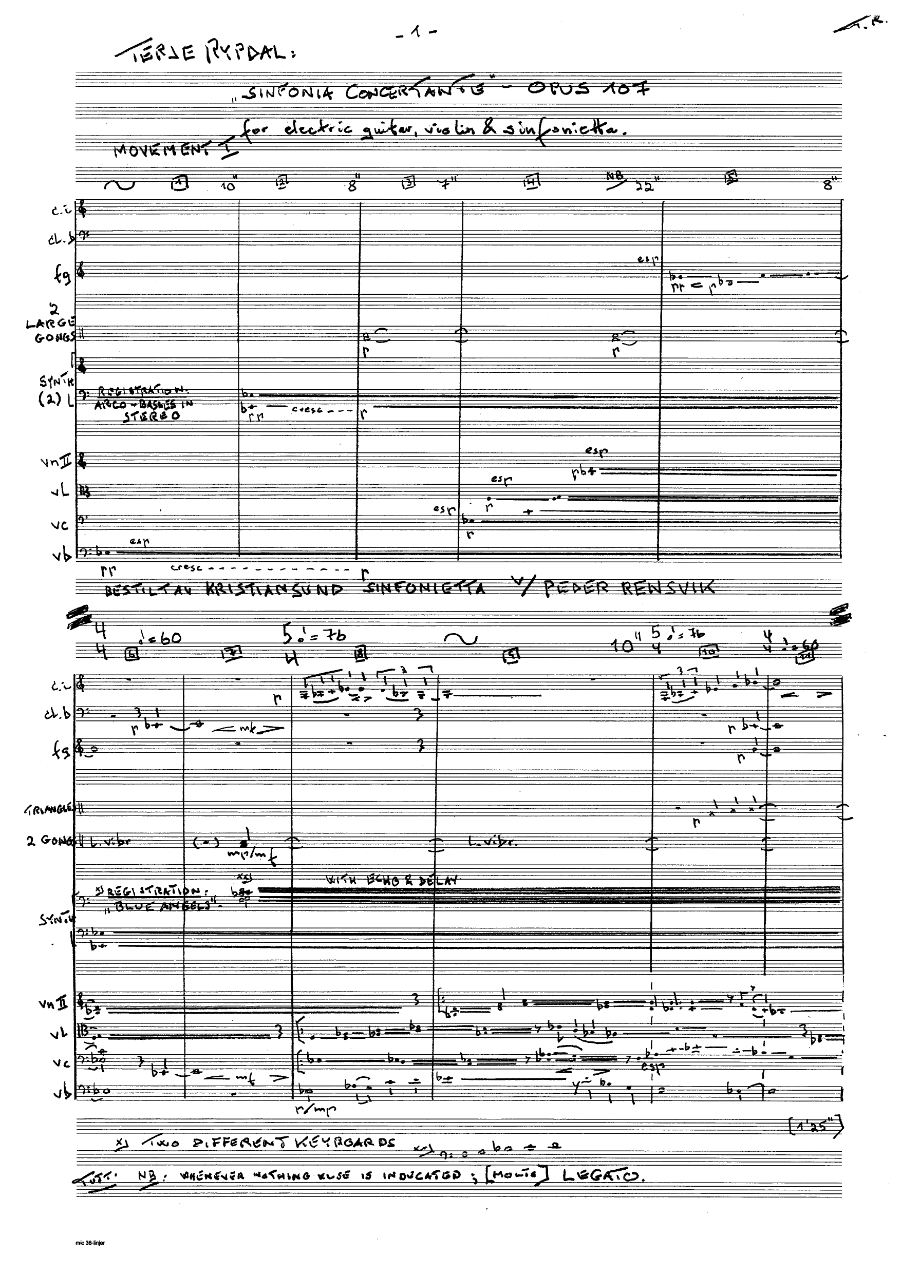 Sinfonia concertante - For electric guitar, violin & sinfonietta, Op. 107