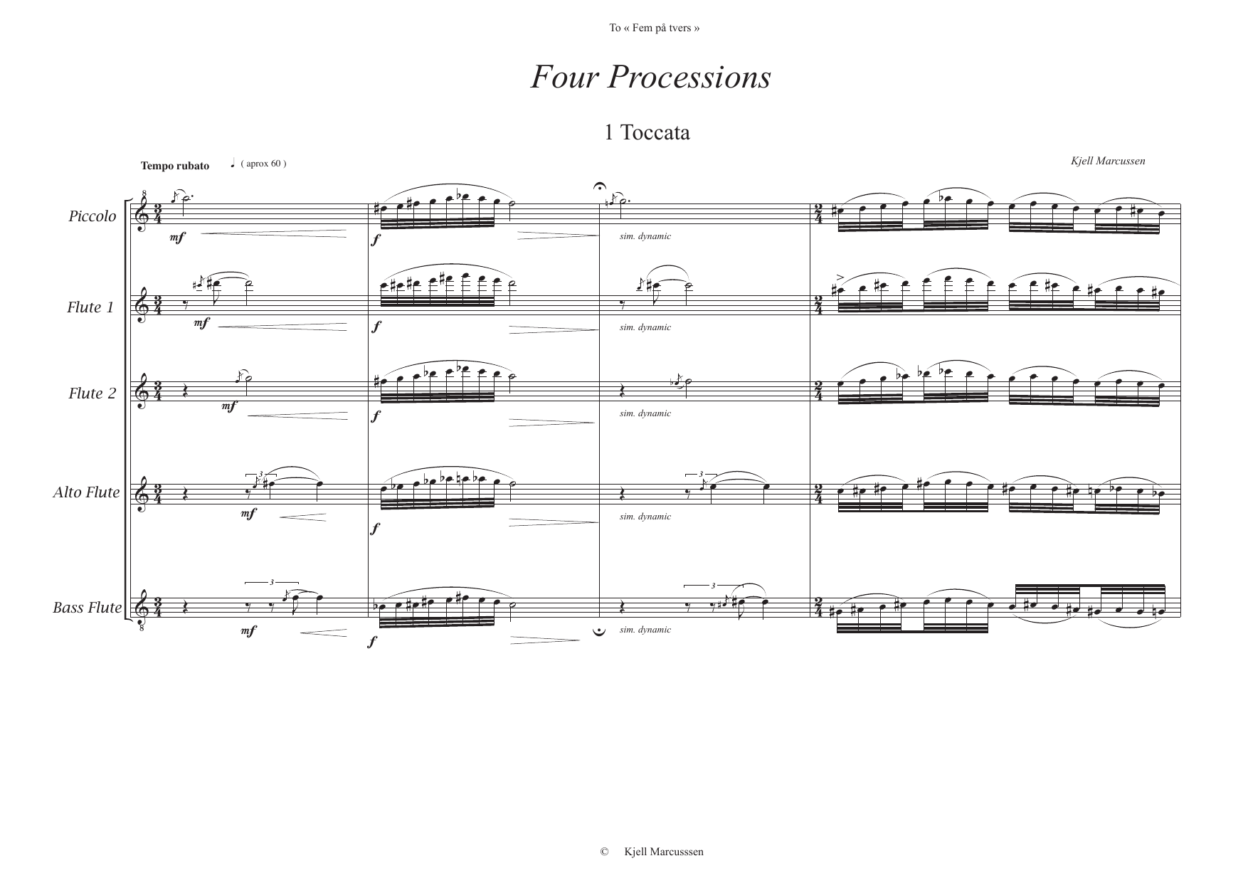 Four Processions - For flute quintet