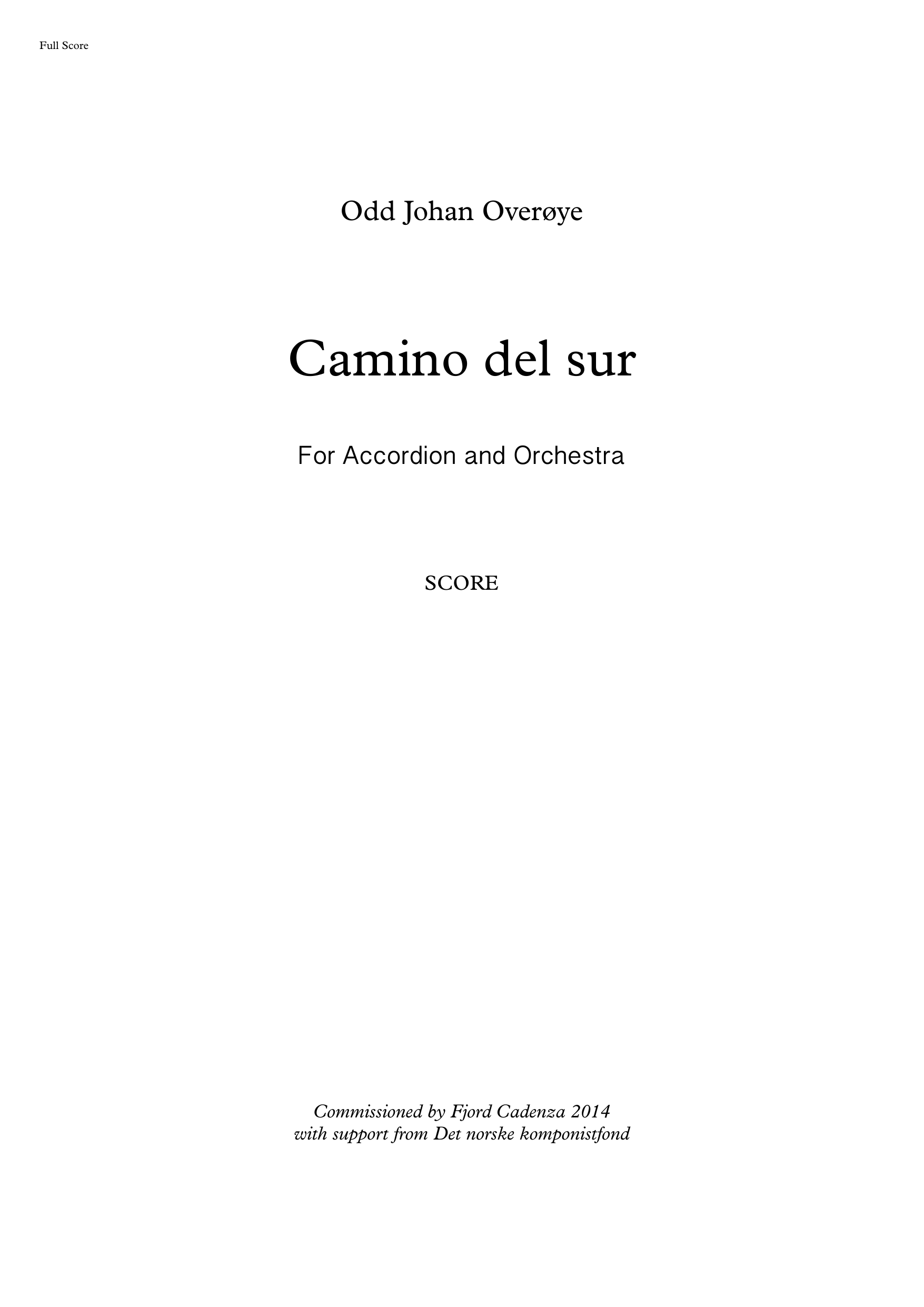 Camino del sur - For accordion and orchestra