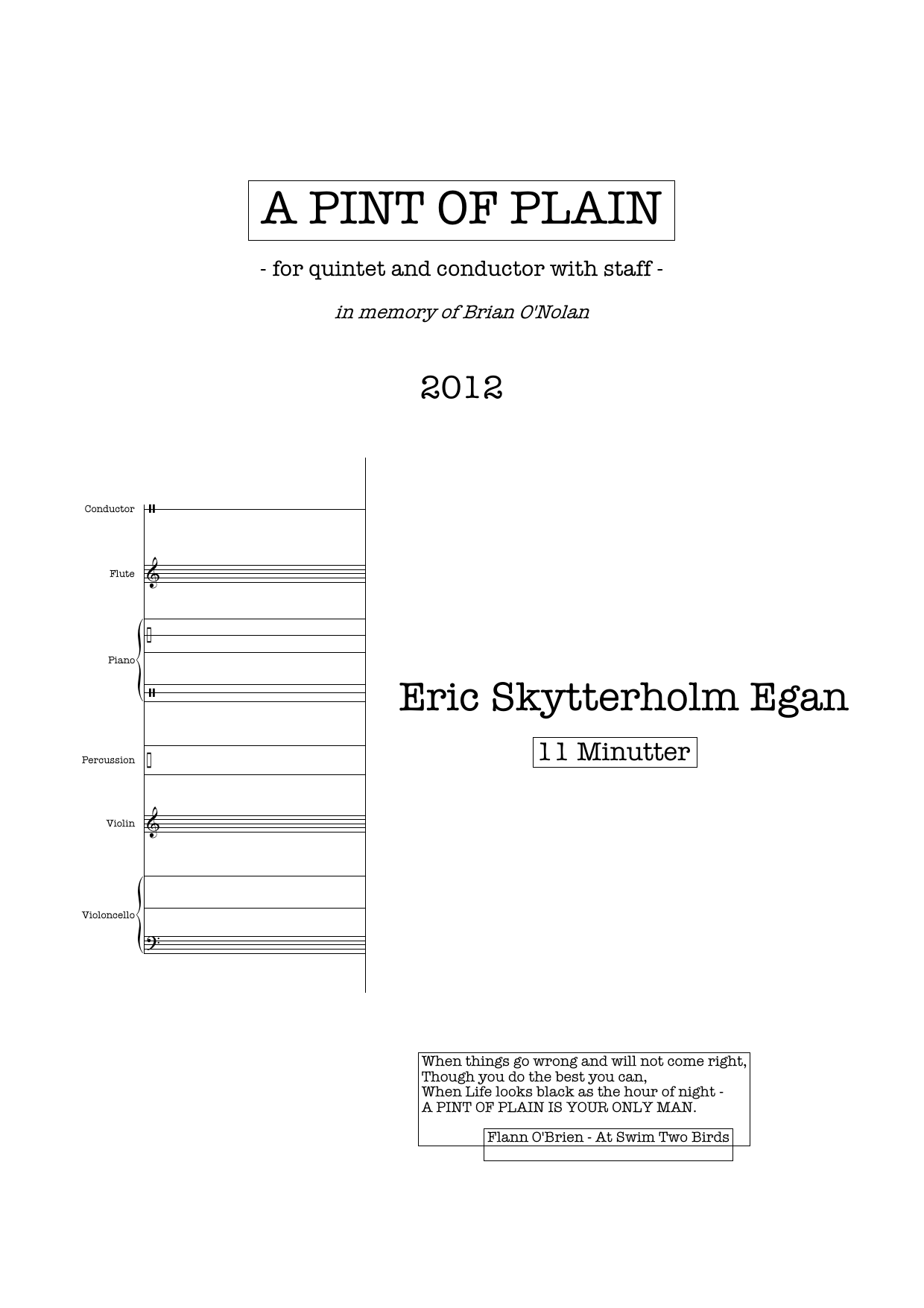 A Pint of Plain - For quintet and conductor with staff - Image 3