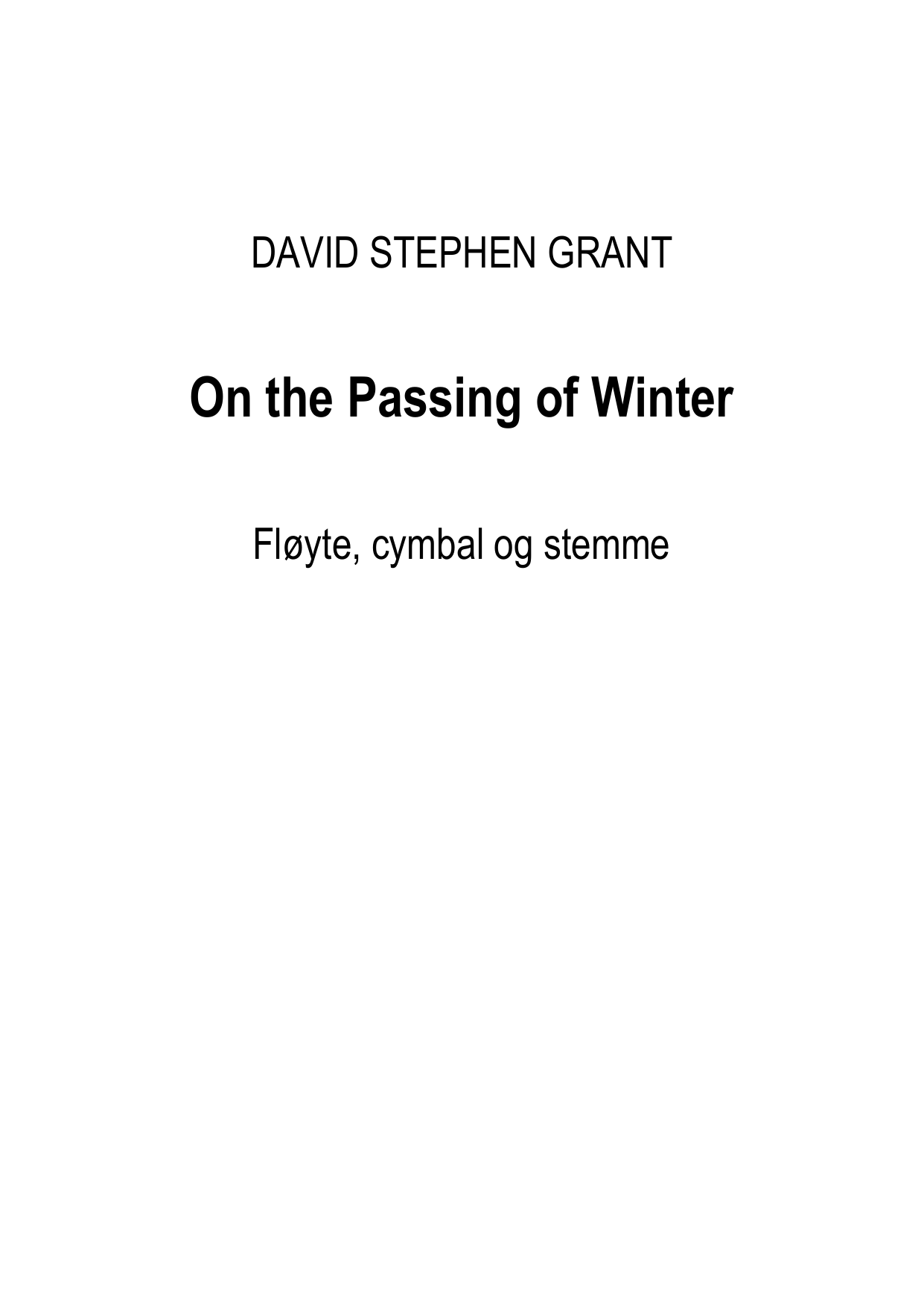 On the Passing of Winter
