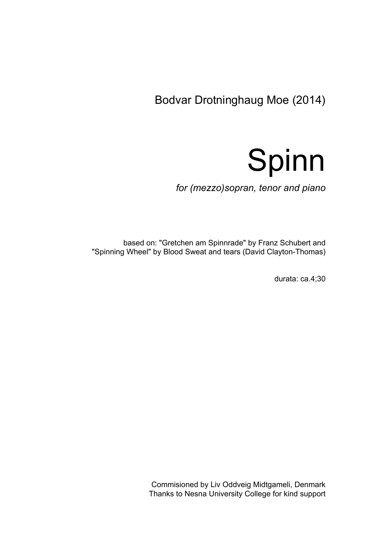 Spinn - for(mezzo)sopran, tenor and piano