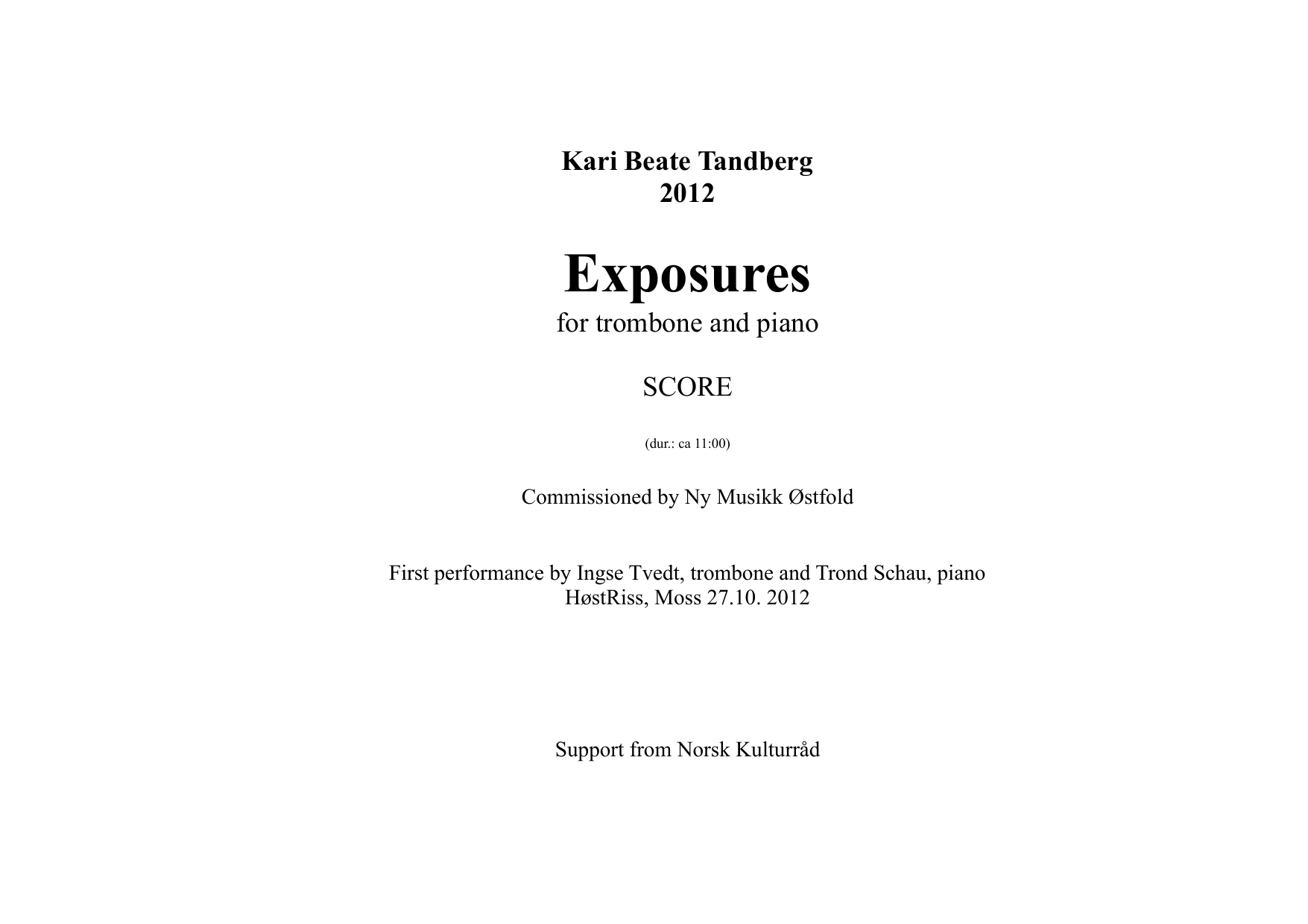 Exposures - For trombone and piano