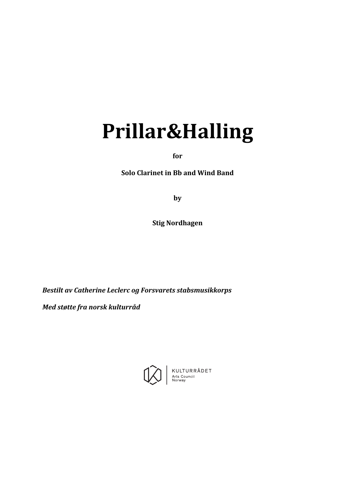 Prillar & Halling - For solo clarinet in Bb and wind band
