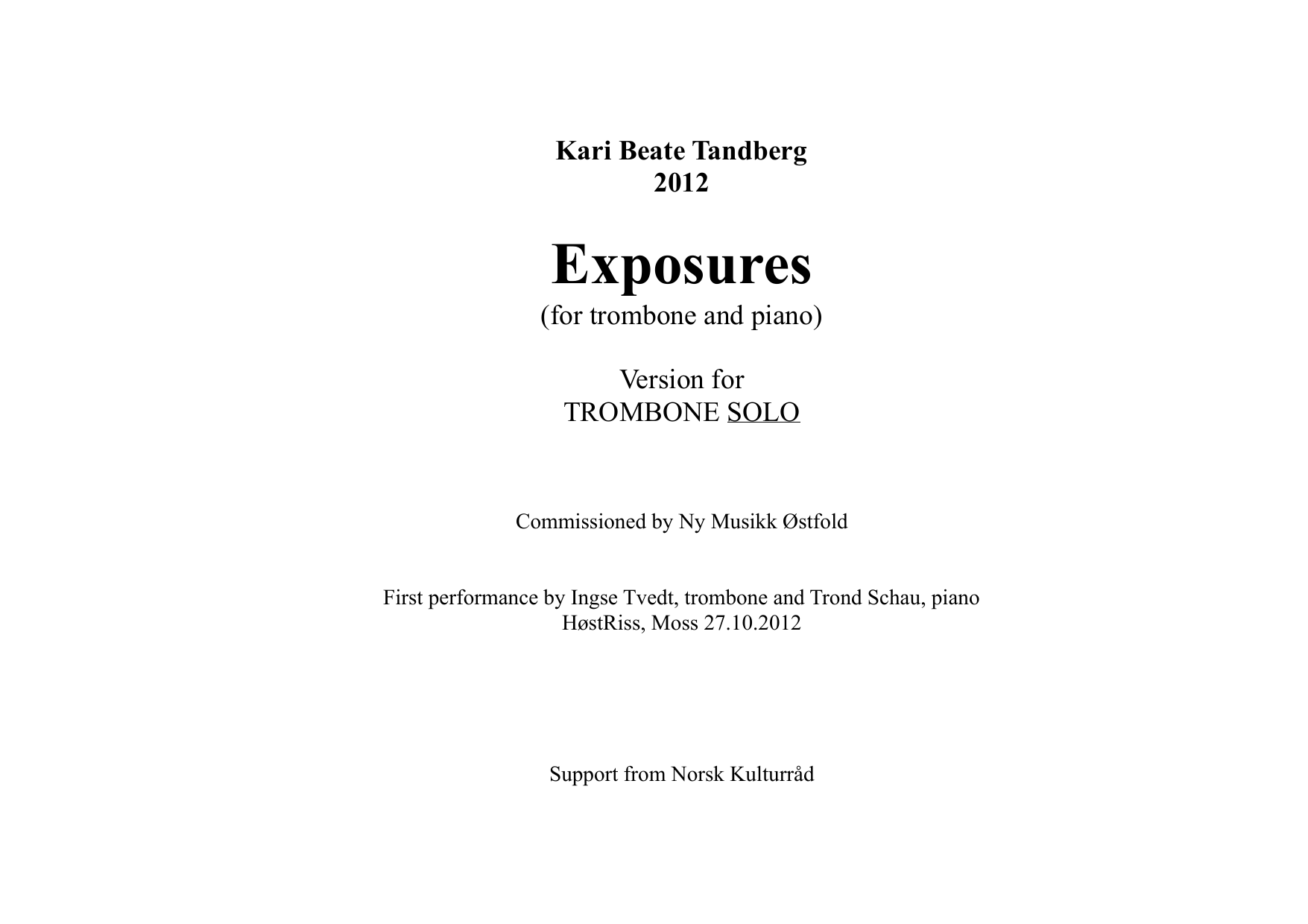 Exposures - Version for  trombone solo