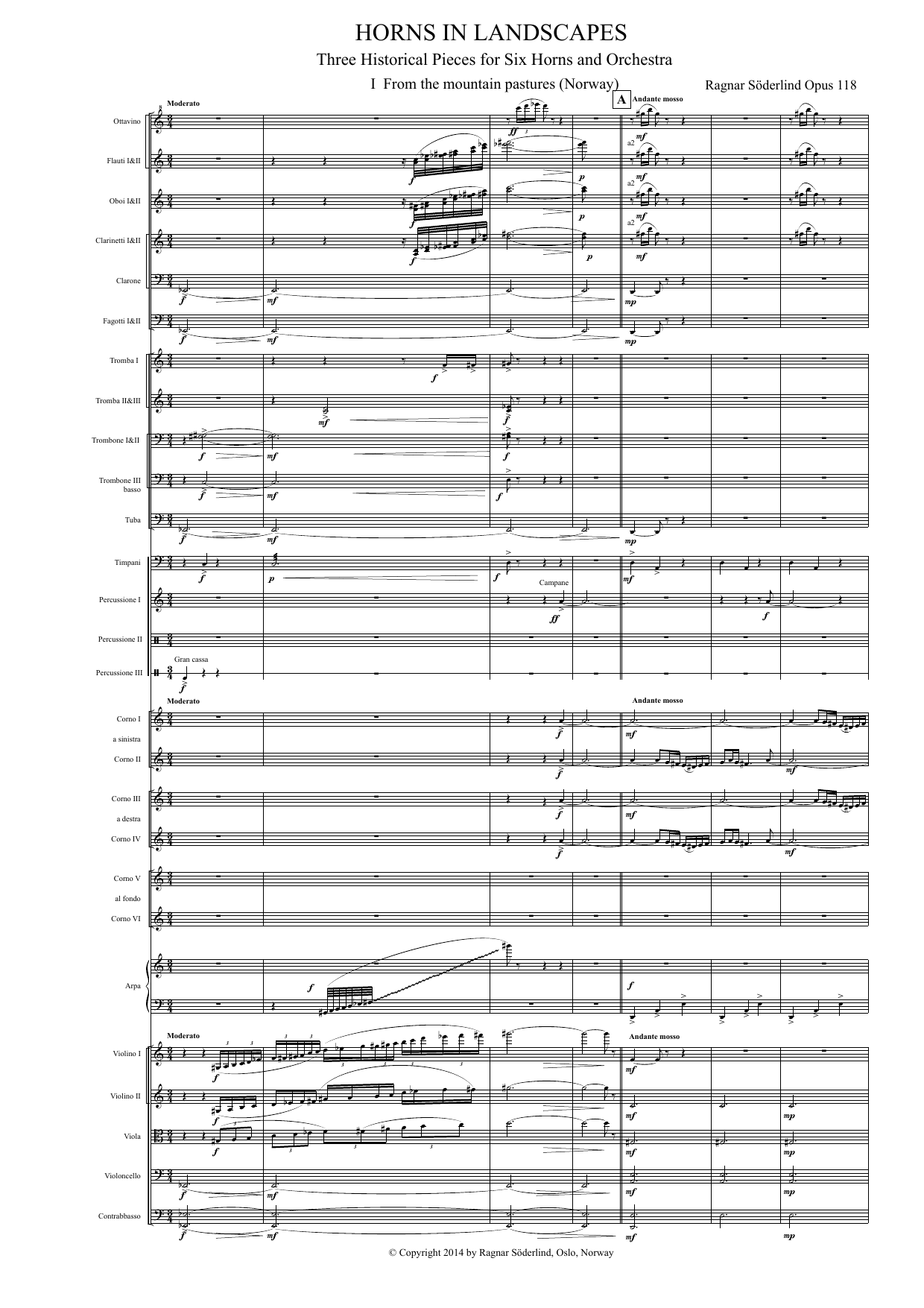 Horns in Landscape - Three Historical Pieces for Six Horns and Orchestra, op. 118 - Image 3
