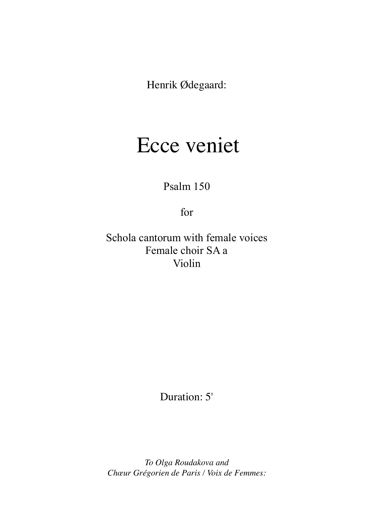 Ecce veniet - Psalm 150