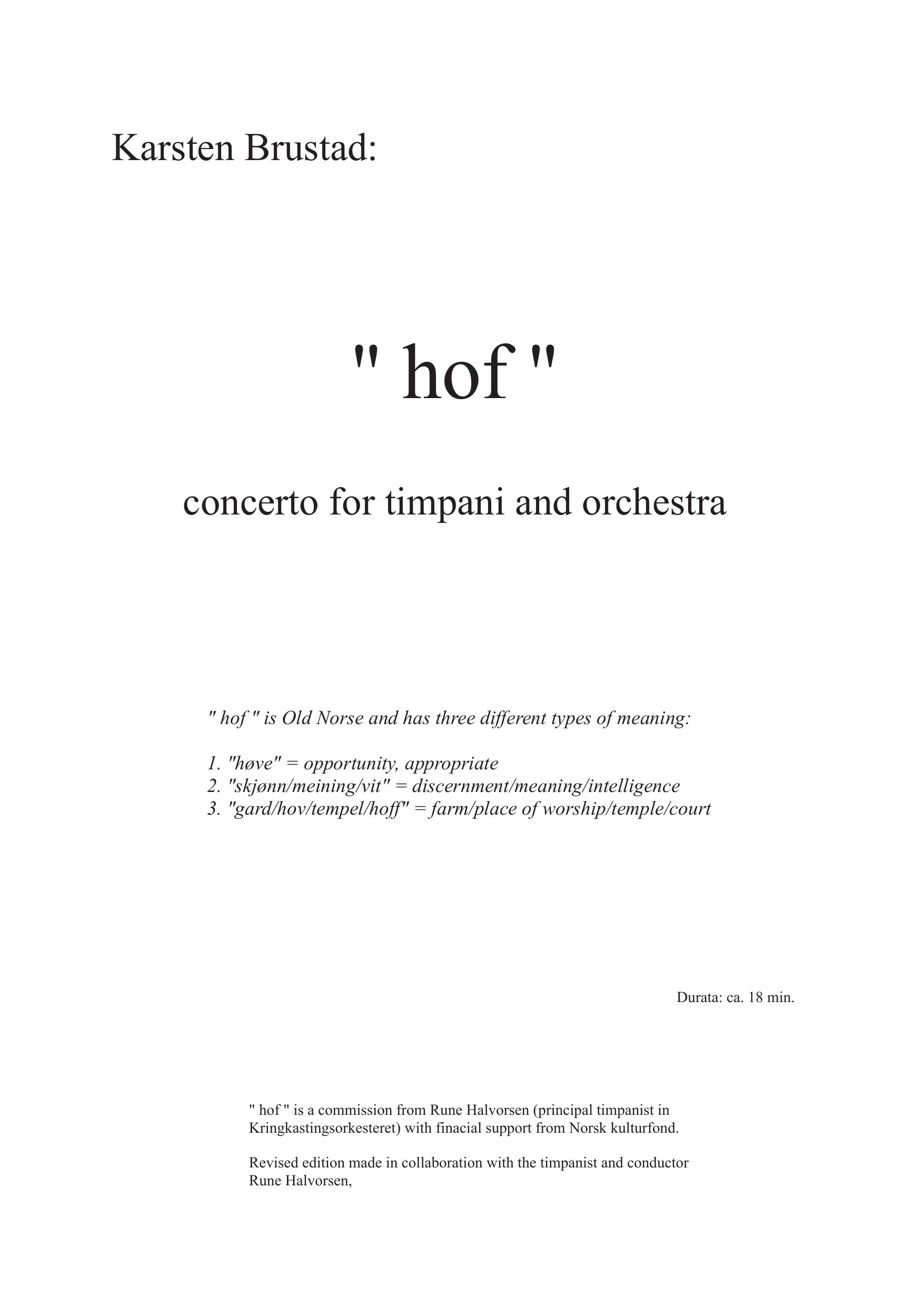"hof" - Concerto for timpani and orchestra