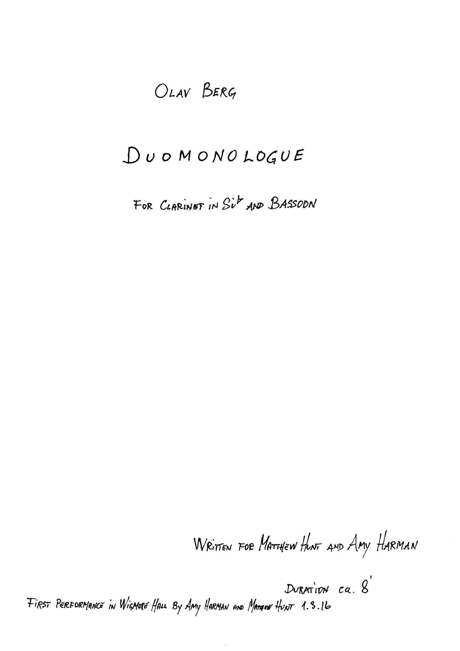 Duomonologue - For clarinet in Si b and bassoon