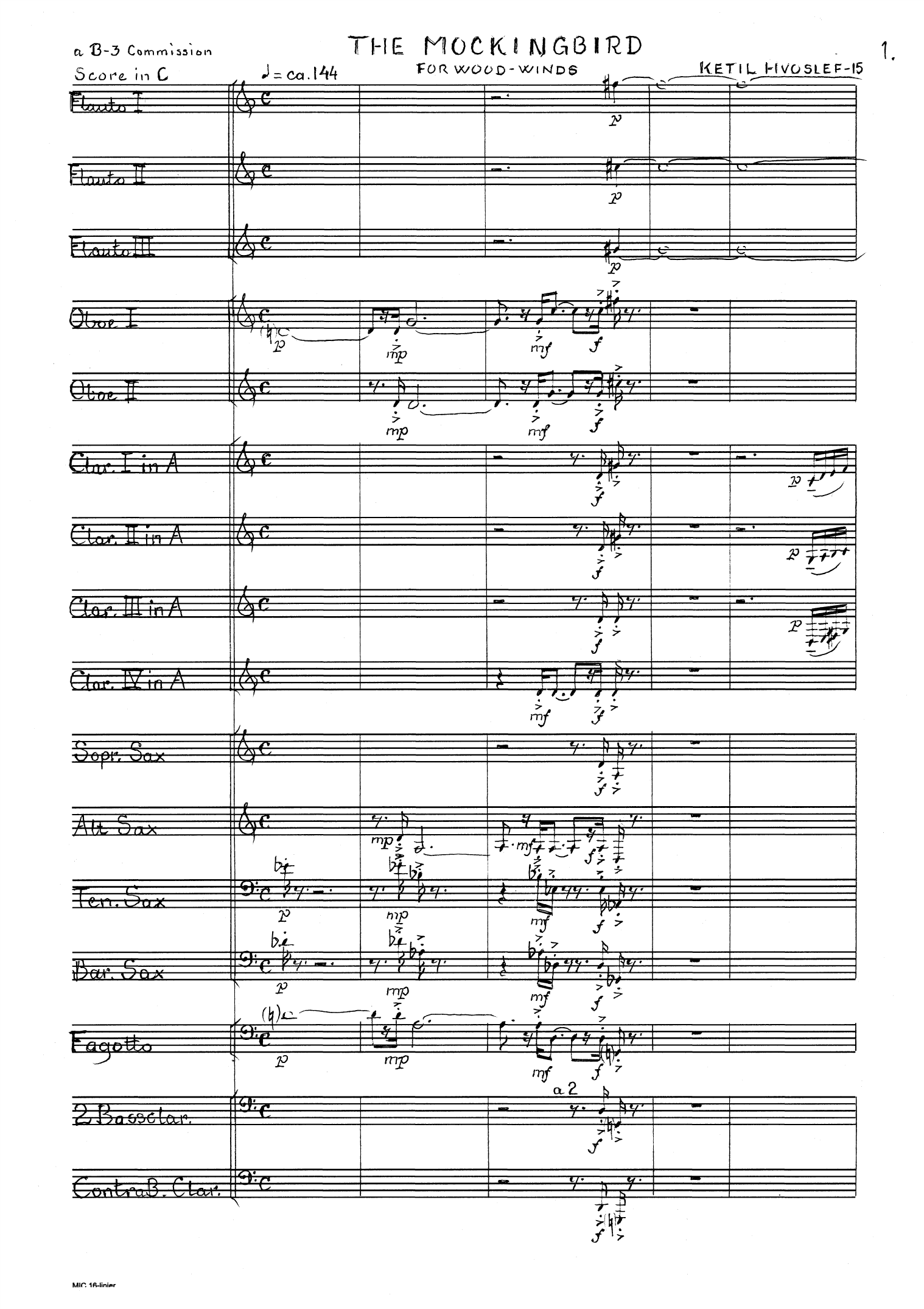 The Mockingbird - For wood-winds