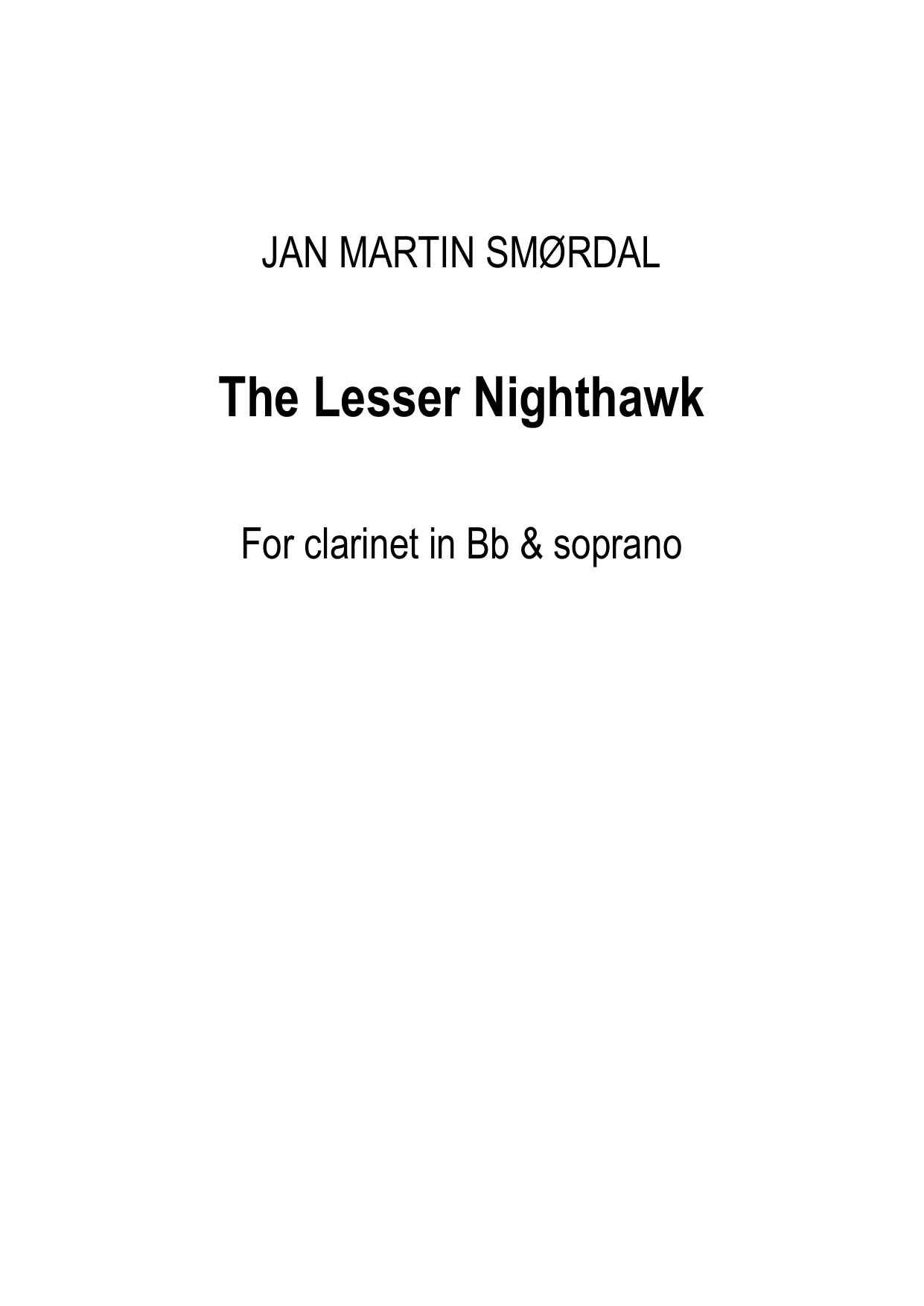 The Lesser Nighthawk - for clarinet in Bb & soprano