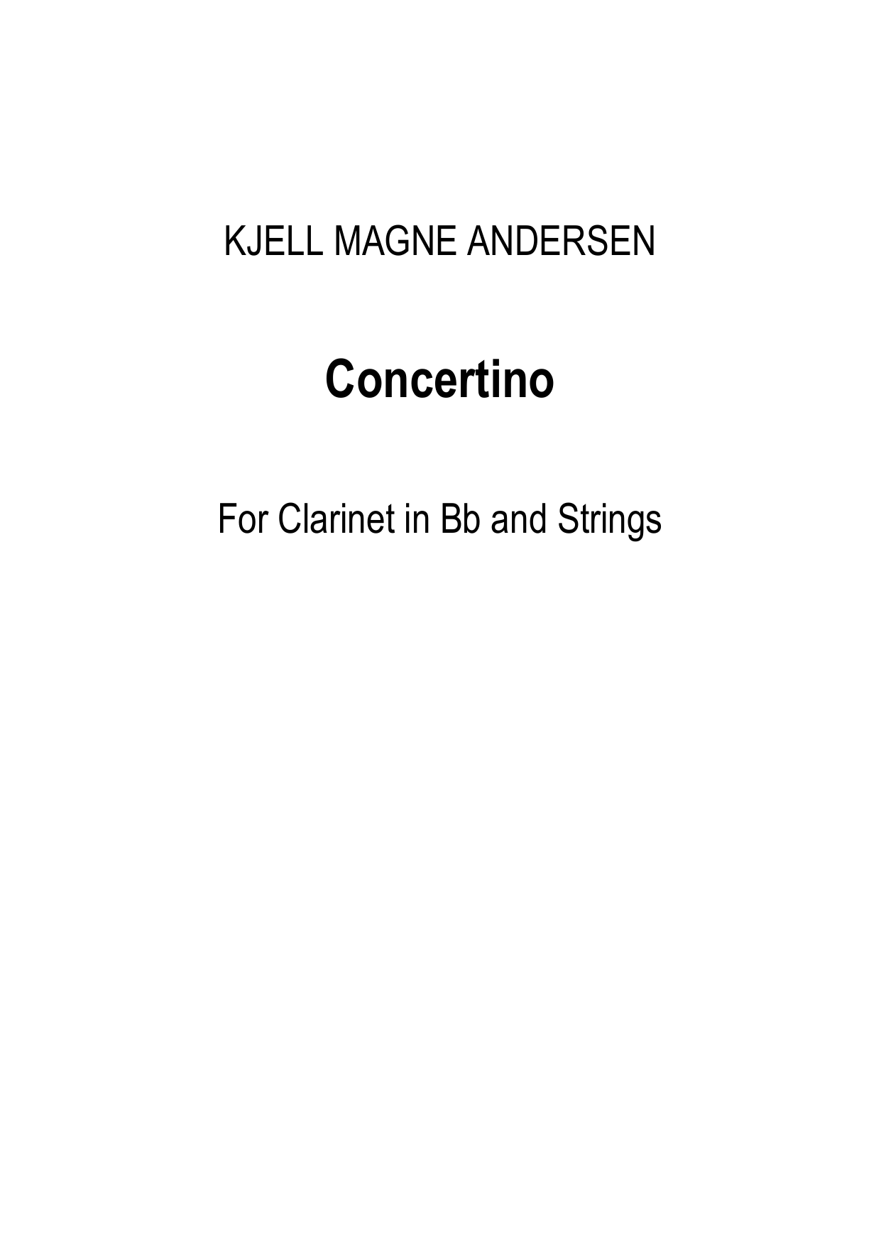 Concertino - For clarinet in B flat and strings