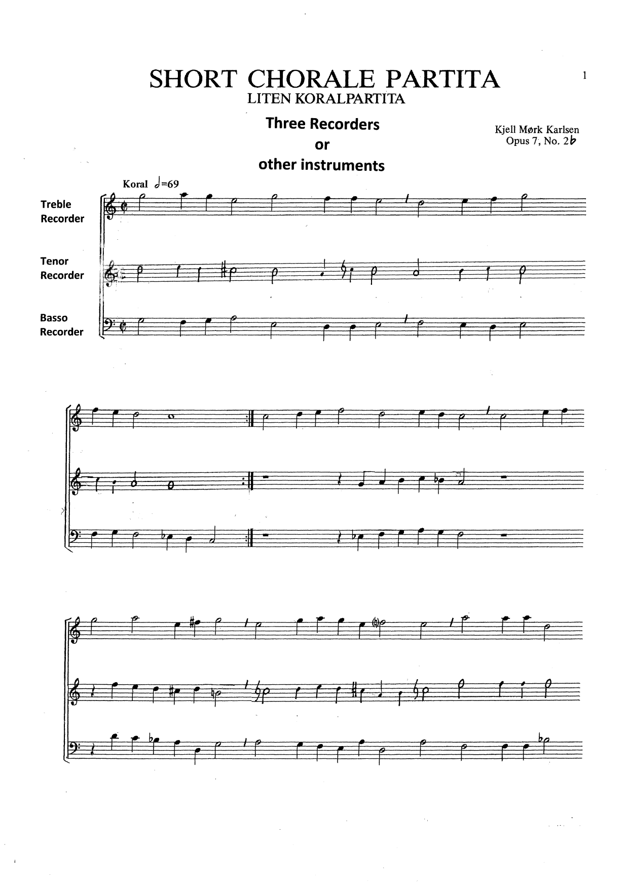 Short Chorale Partita - For three recorders, Op. 7, No. 2b - Image 2