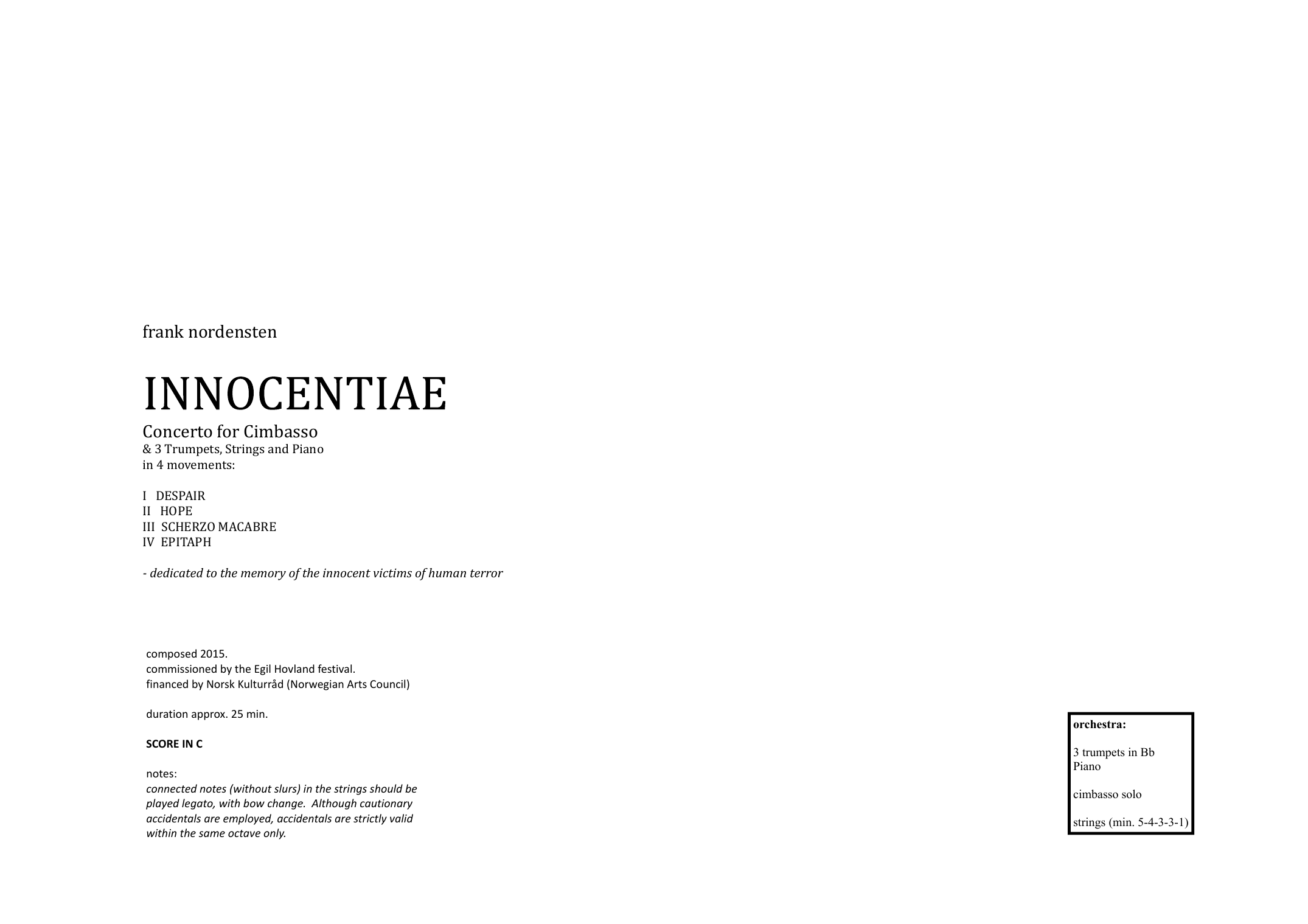 Innocentiae - Concerto for cimbasso & 2 trumpets, strings and piano in 4 movements - Image 2
