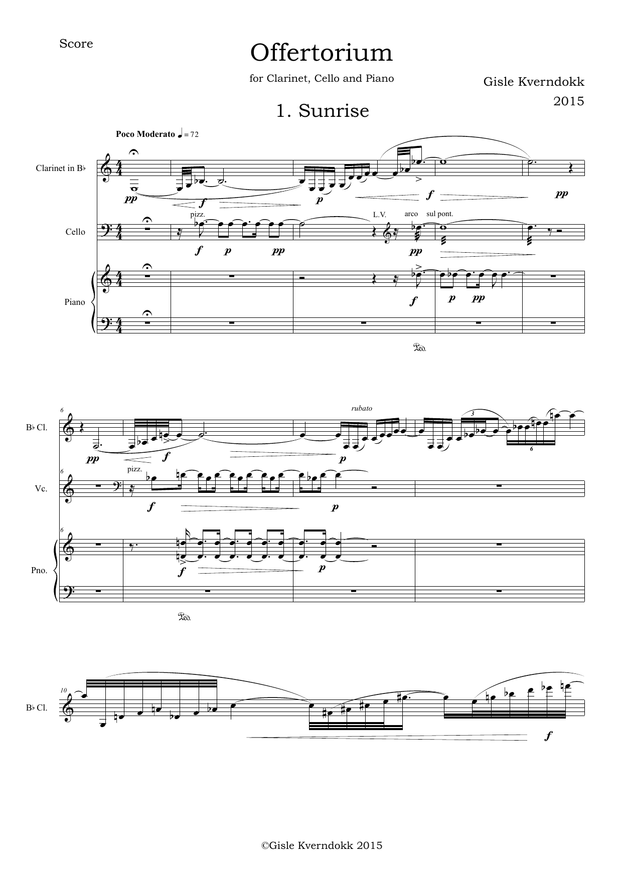Offertorium - for Clarinet, Cello and Piano - Image 2