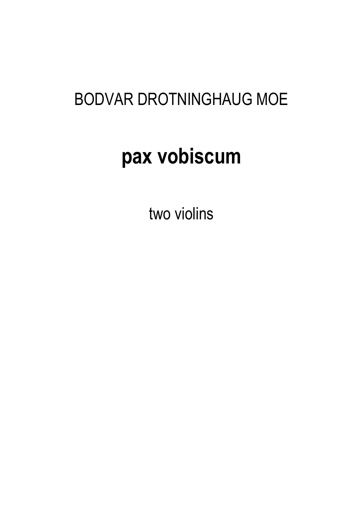 Pax vobiscum - Two violins