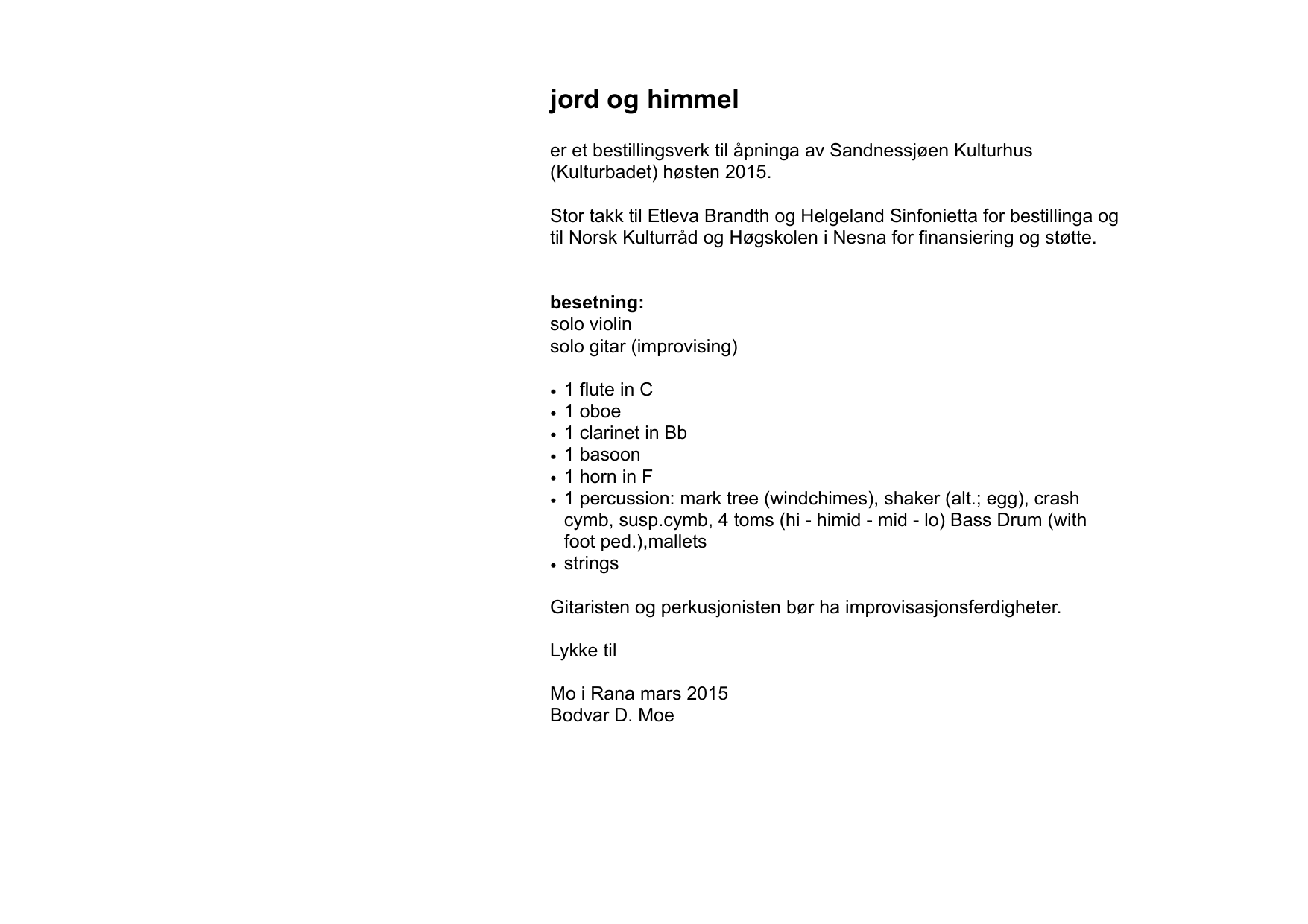 Jord og himmel - Solo violin, solo guitar(improvising) and orchestra - Image 3