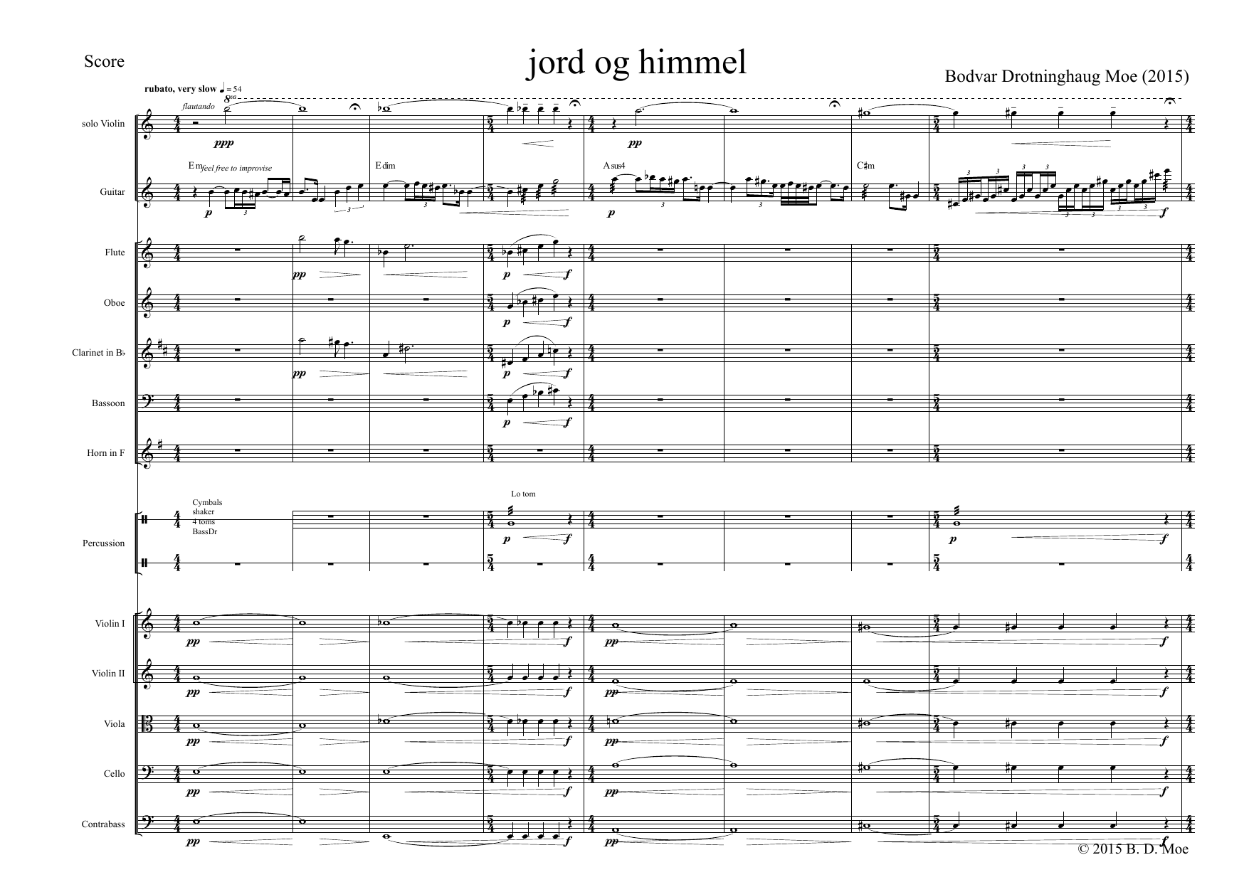 Jord og himmel - Solo violin, solo guitar(improvising) and orchestra - Image 4