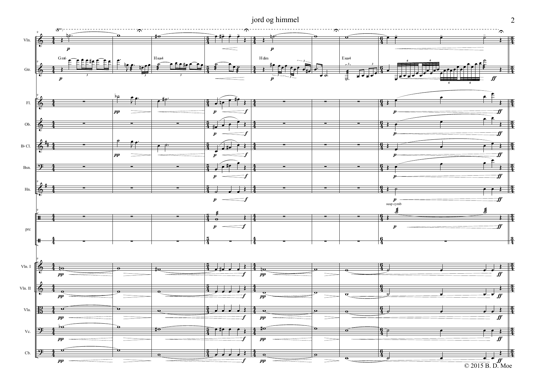 Jord og himmel - Solo violin, solo guitar(improvising) and orchestra - Image 5