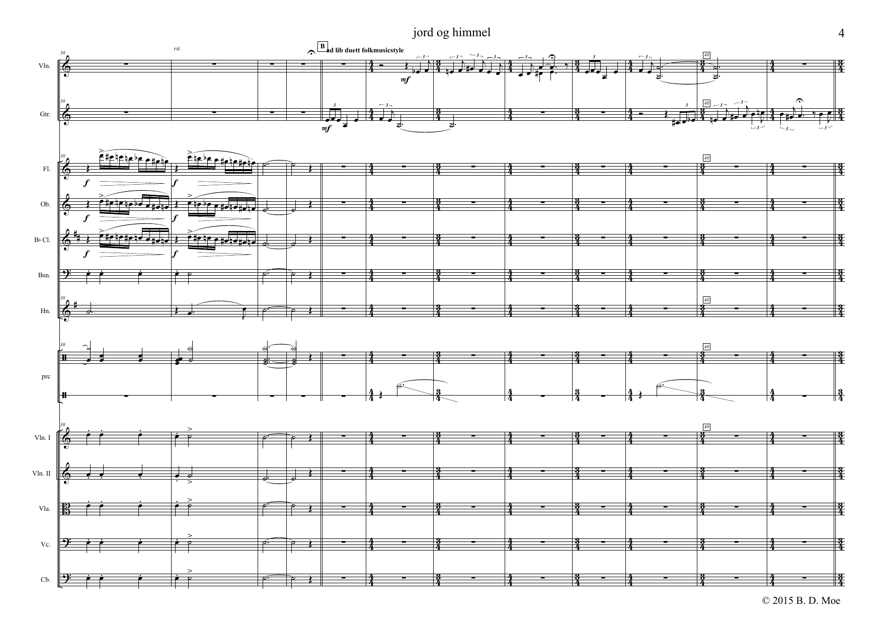 Jord og himmel - Solo violin, solo guitar(improvising) and orchestra - Image 7