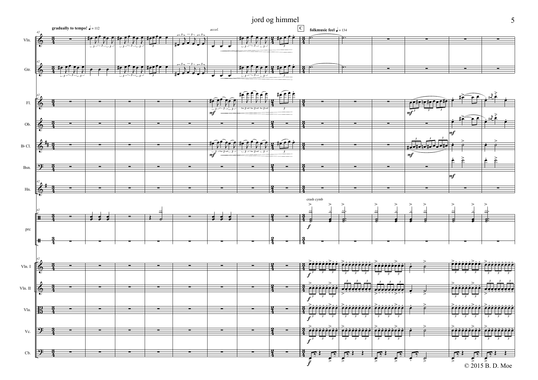 Jord og himmel - Solo violin, solo guitar(improvising) and orchestra - Image 8