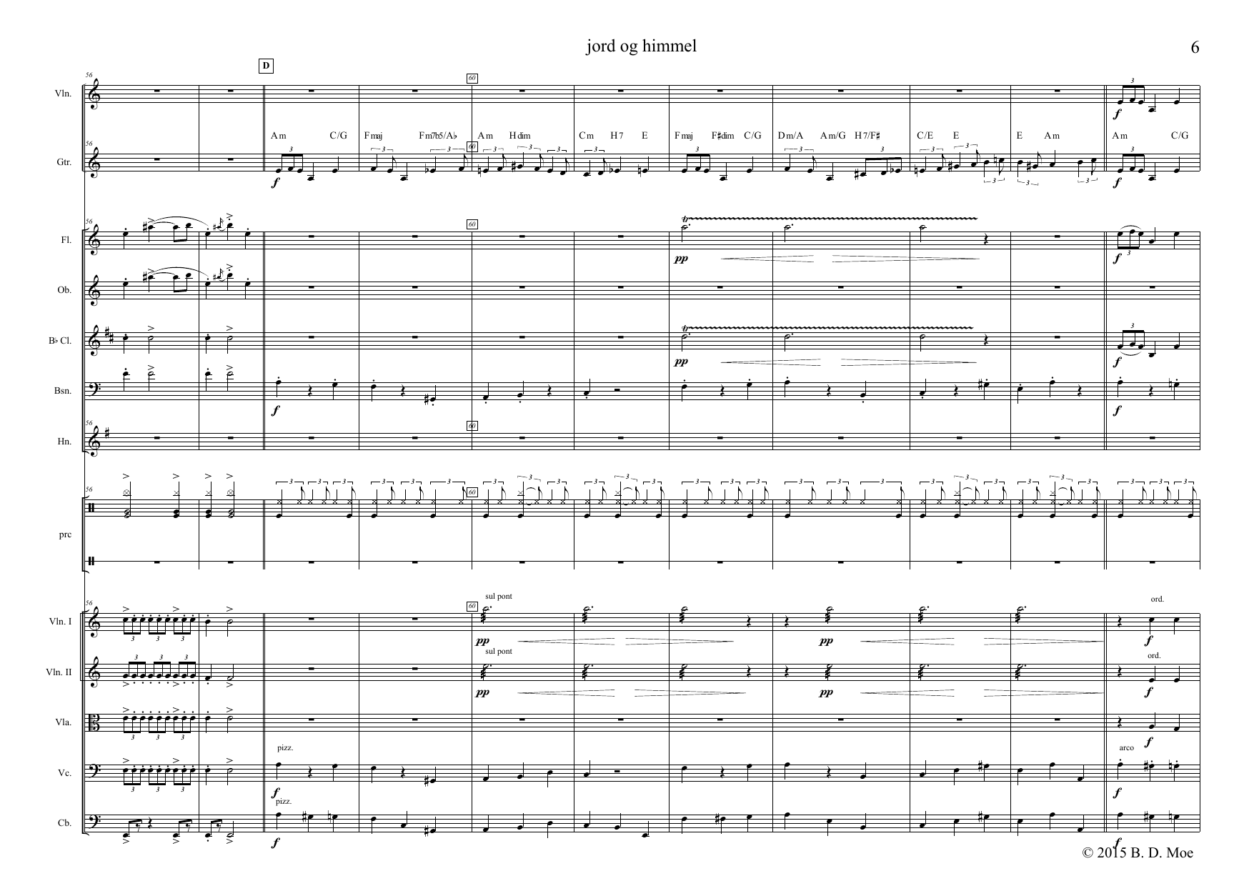 Jord og himmel - Solo violin, solo guitar(improvising) and orchestra - Image 9