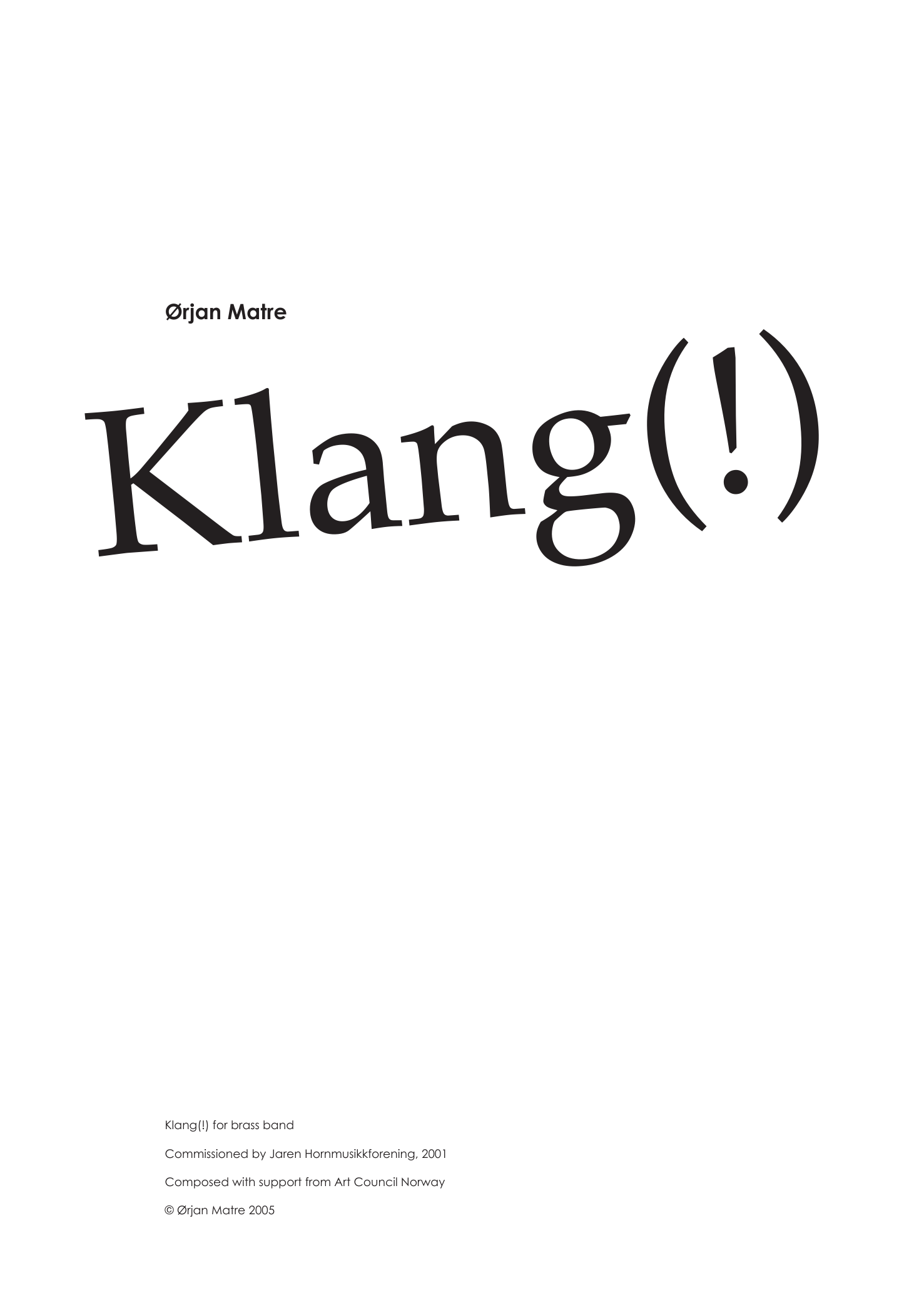 Klang(!) - For brass band