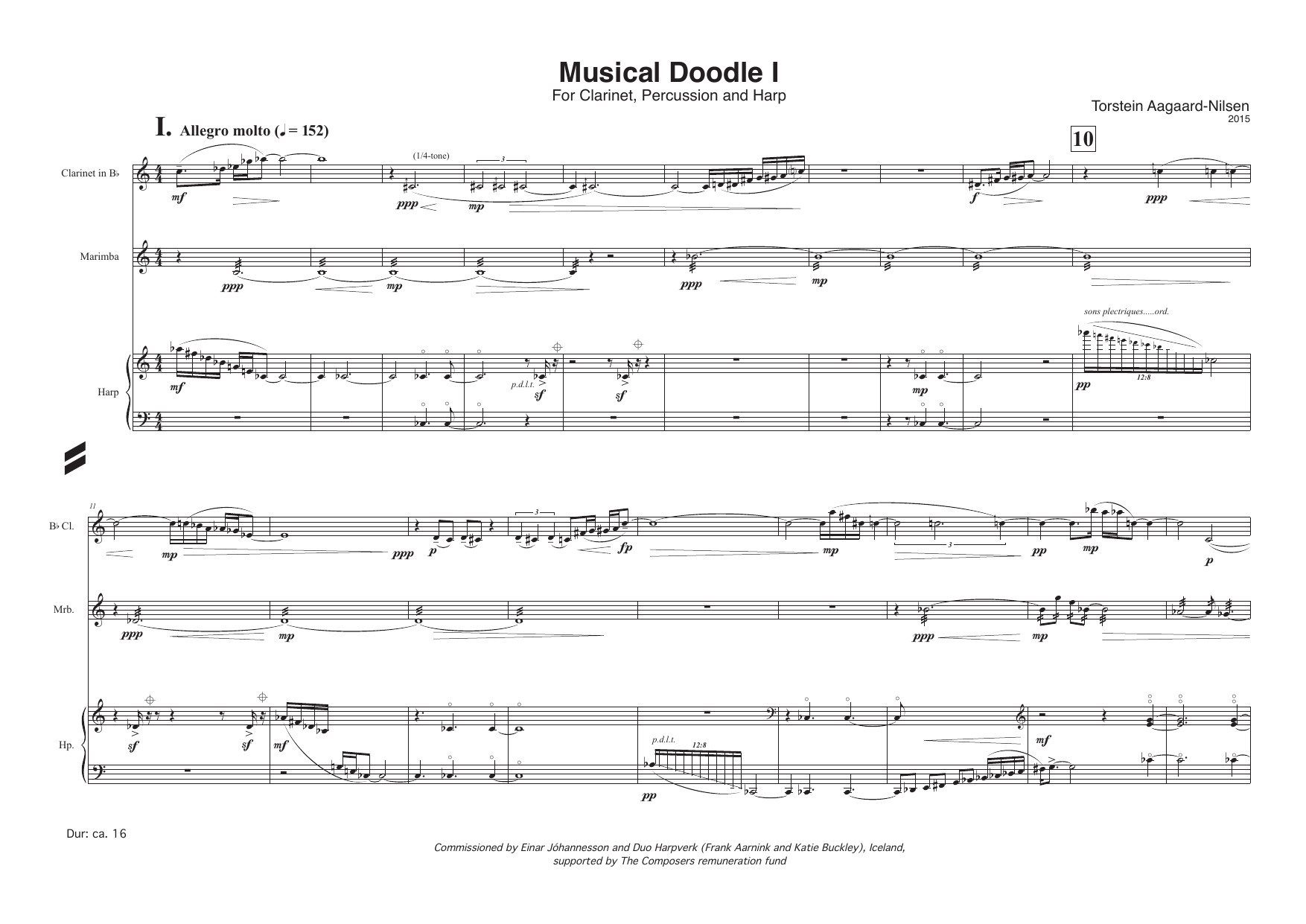 Musical Doodle I - For Bb Clarinet (also Bb Bass Clarinet), Percussion and Harp - Image 2