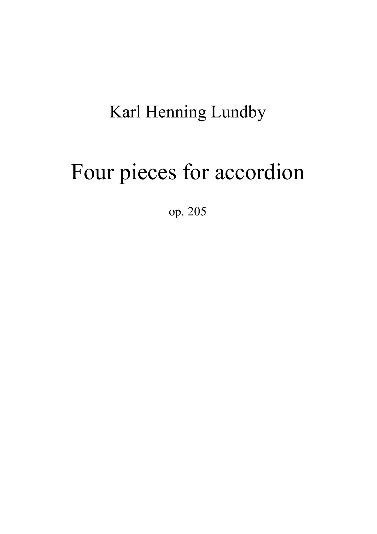 Four pieces for accordion,  op. 205