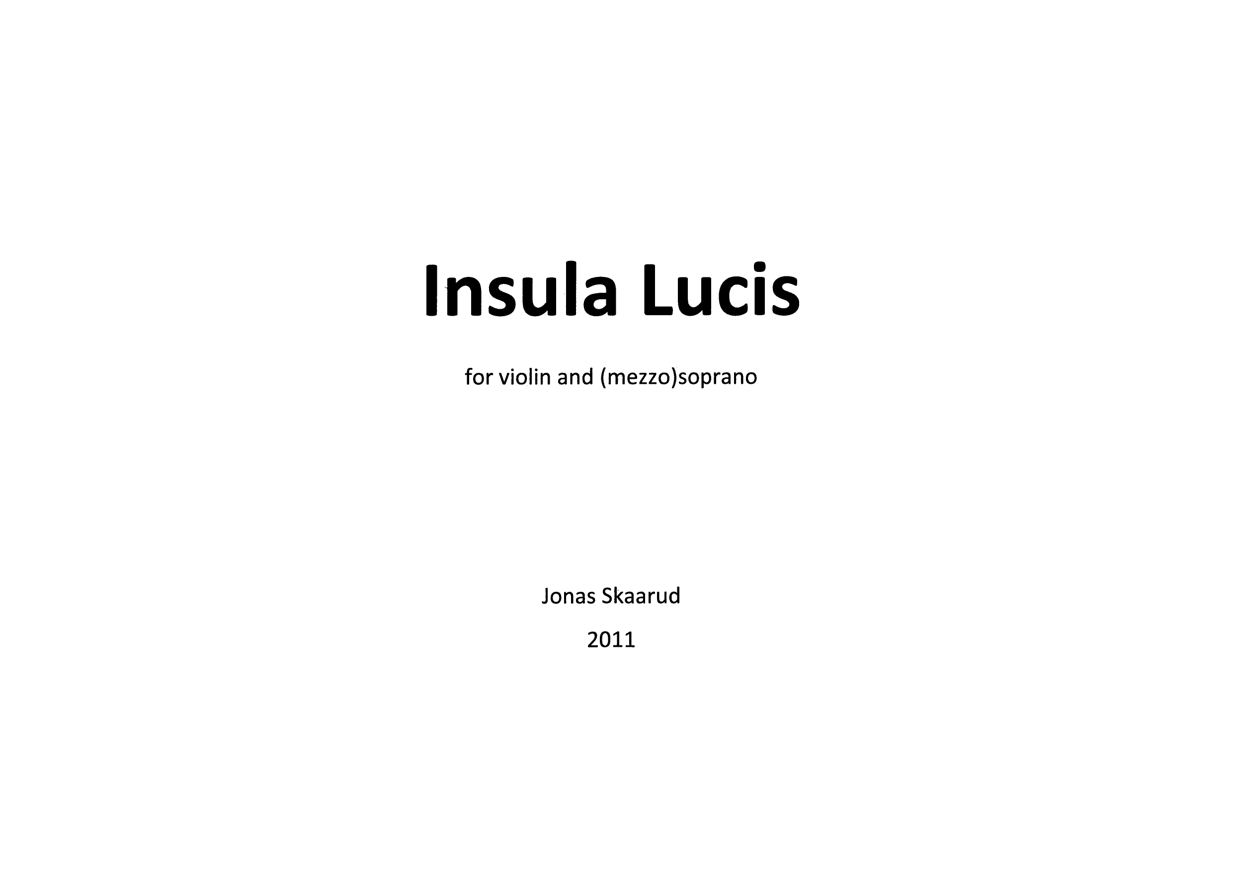 Insula Lucis - For violin and (mezzo) soprano