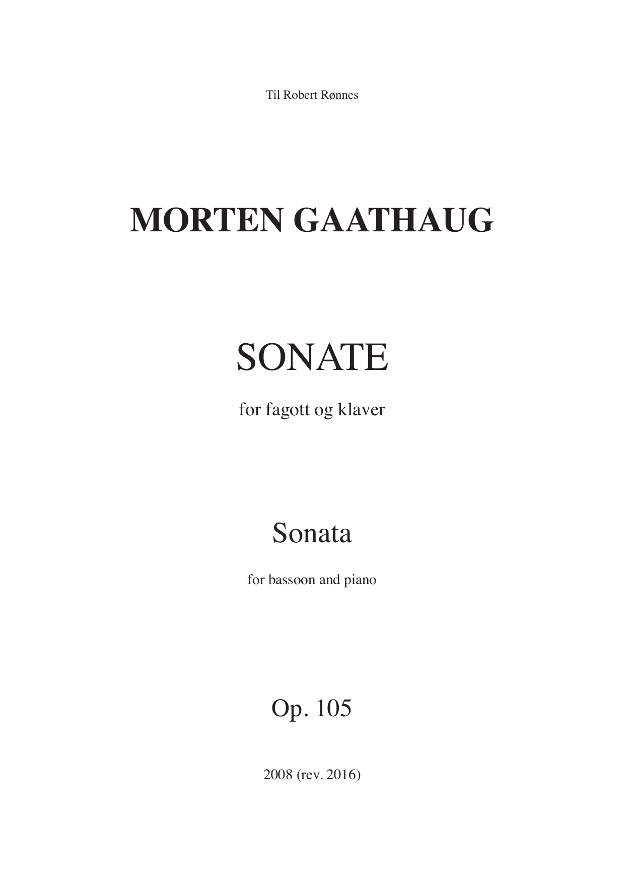 Sonata for bassoon and piano, Op. 105