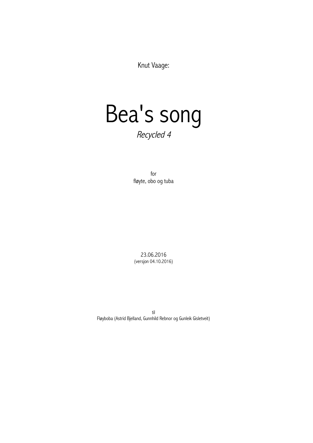 Bea's song - Recycled 4