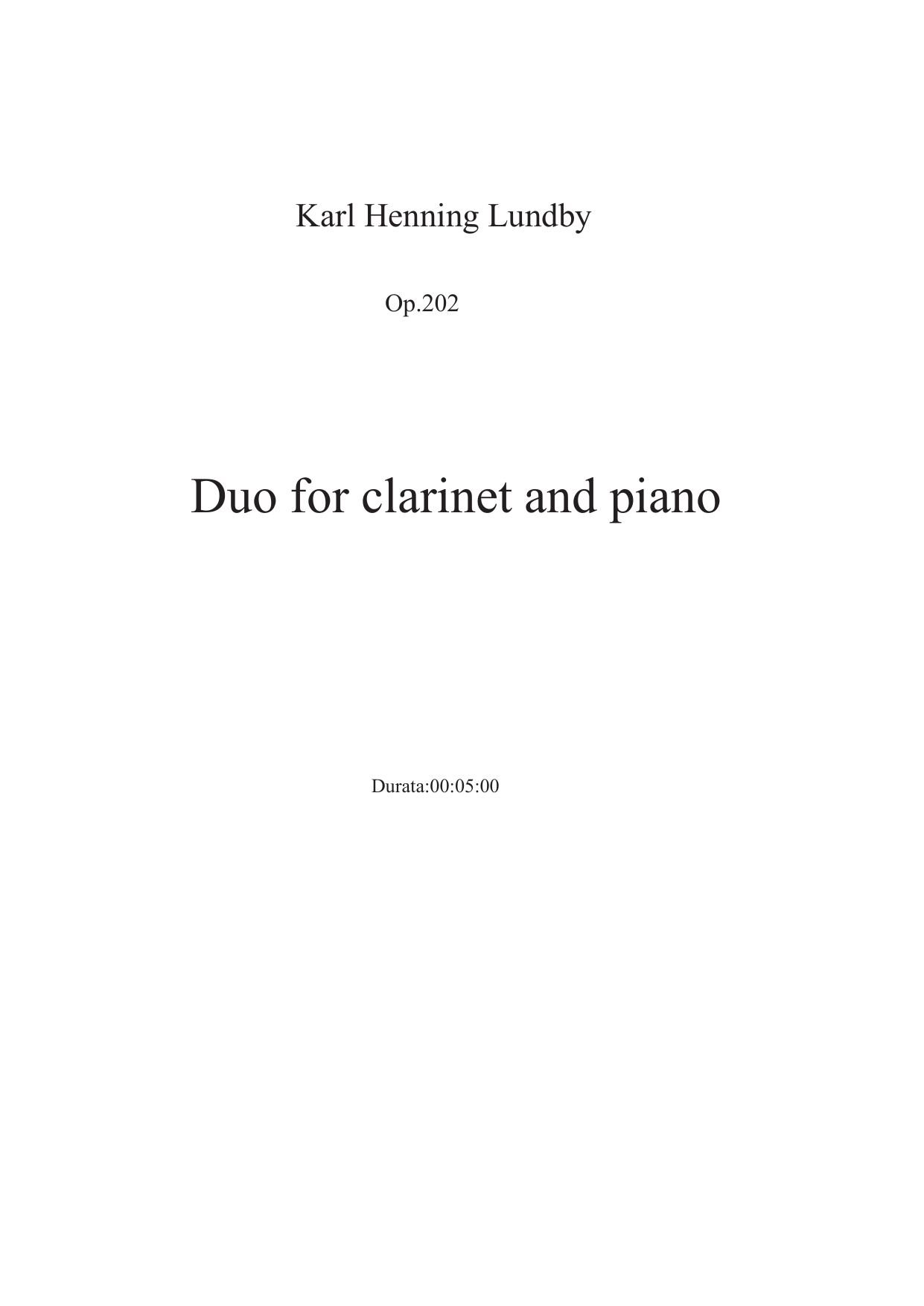 Duo for clarinet and piano, op.202