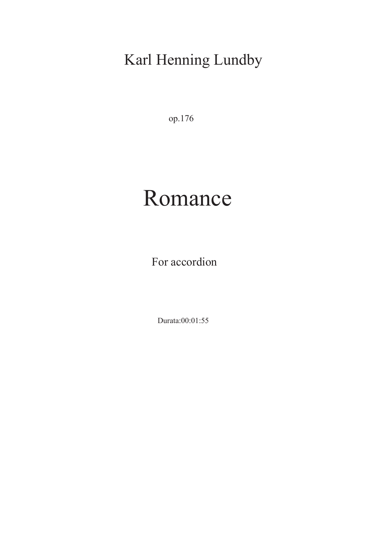 Romance - For accordion, op. 176