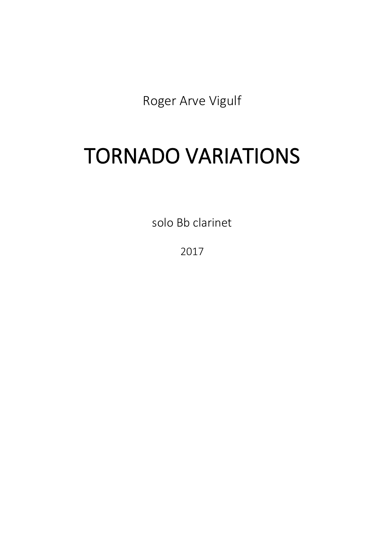 Tornado Variations - Solo Bb clarinet