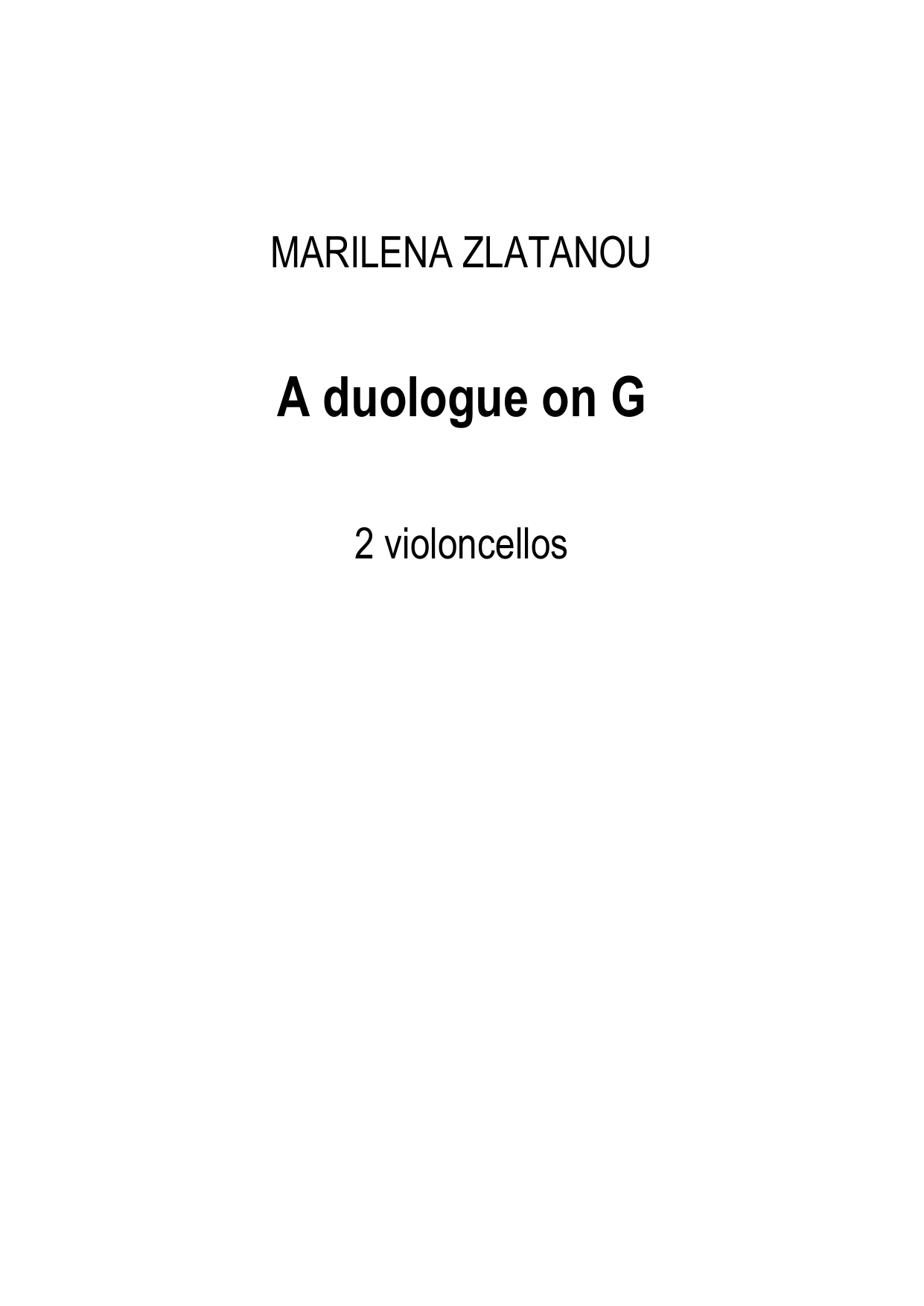A Duologue on G - For 2 violoncellos