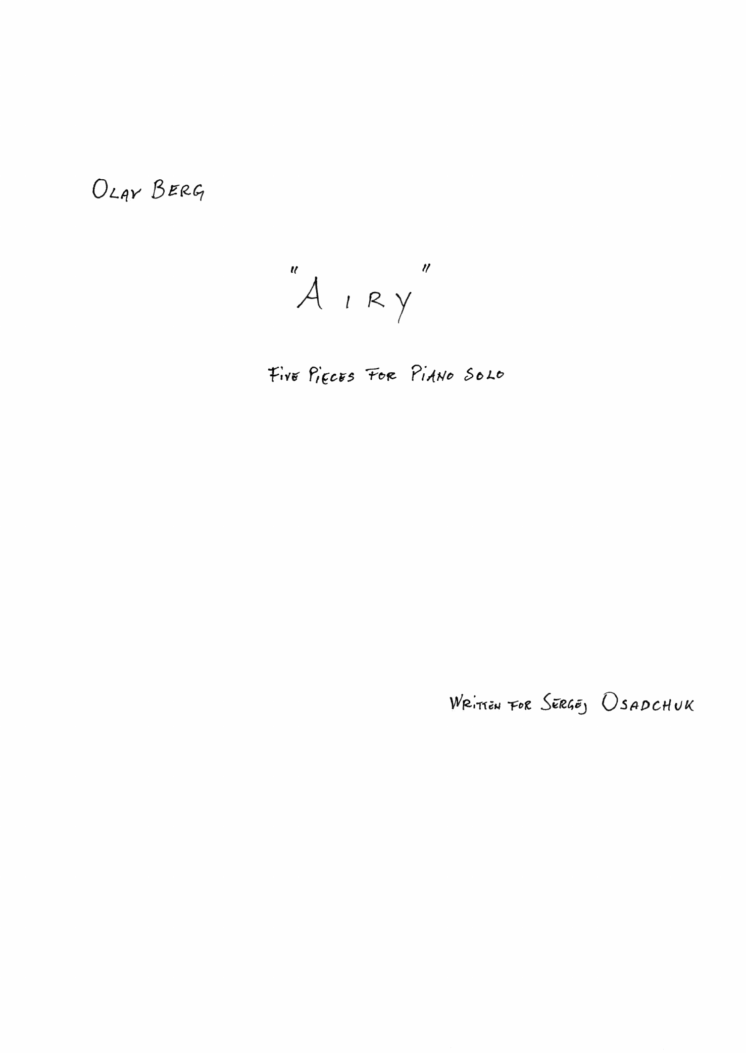 Airy - Five pieces for piano solo
