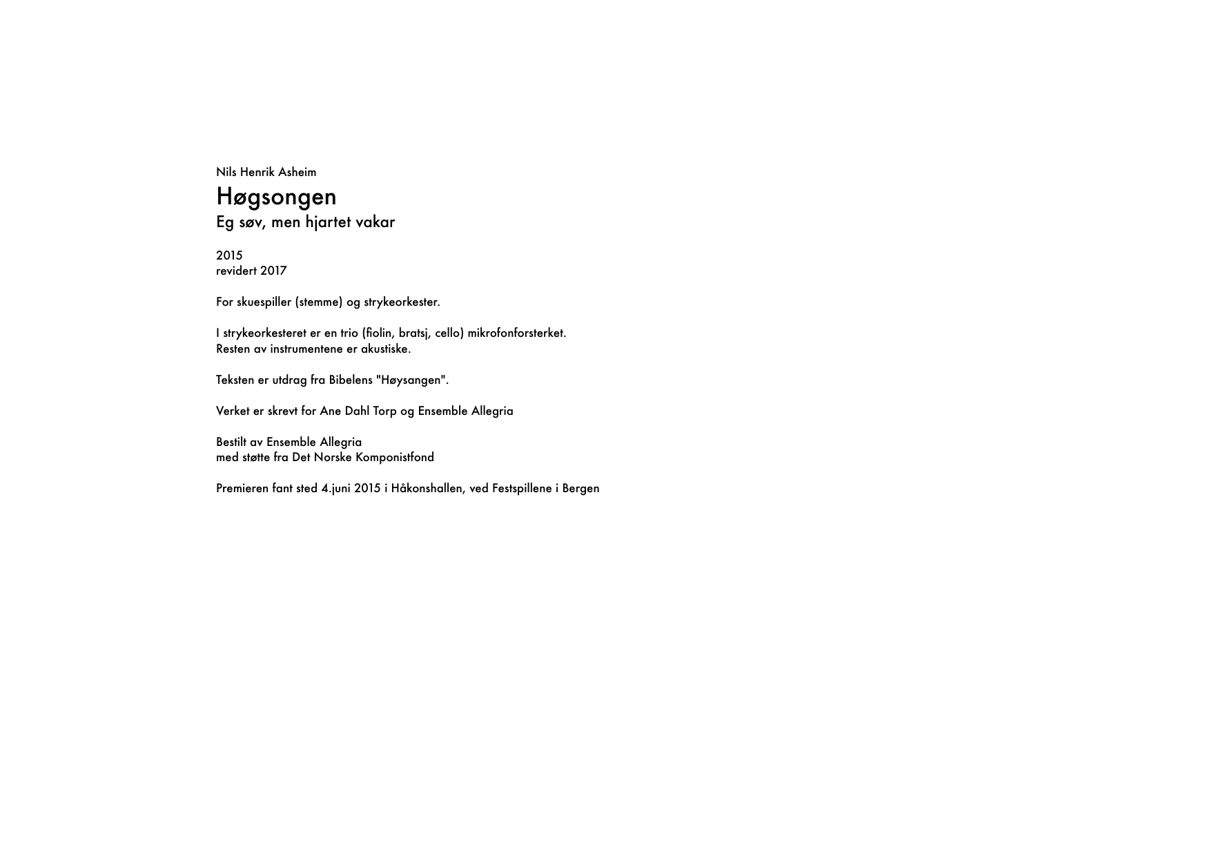Høgsongen - Eg søv, men hjartet vakar (2015/2017) - Image 2