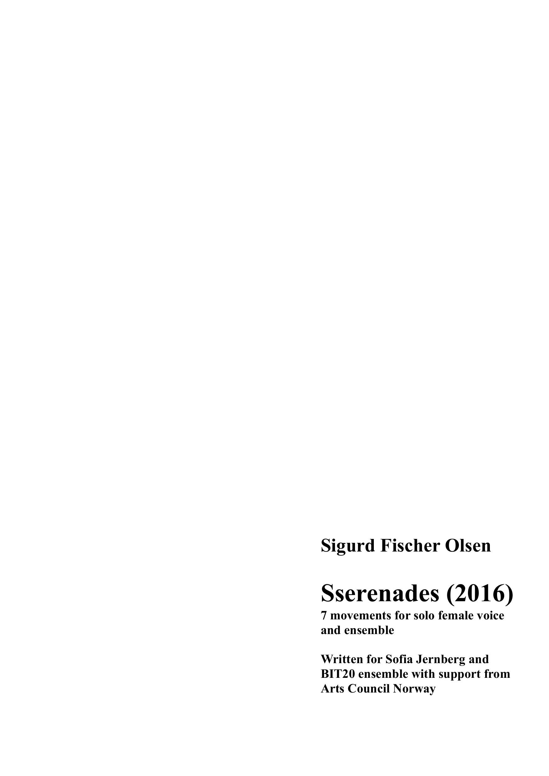 Sserenades - 7 Movements for solo female voice and ensemble