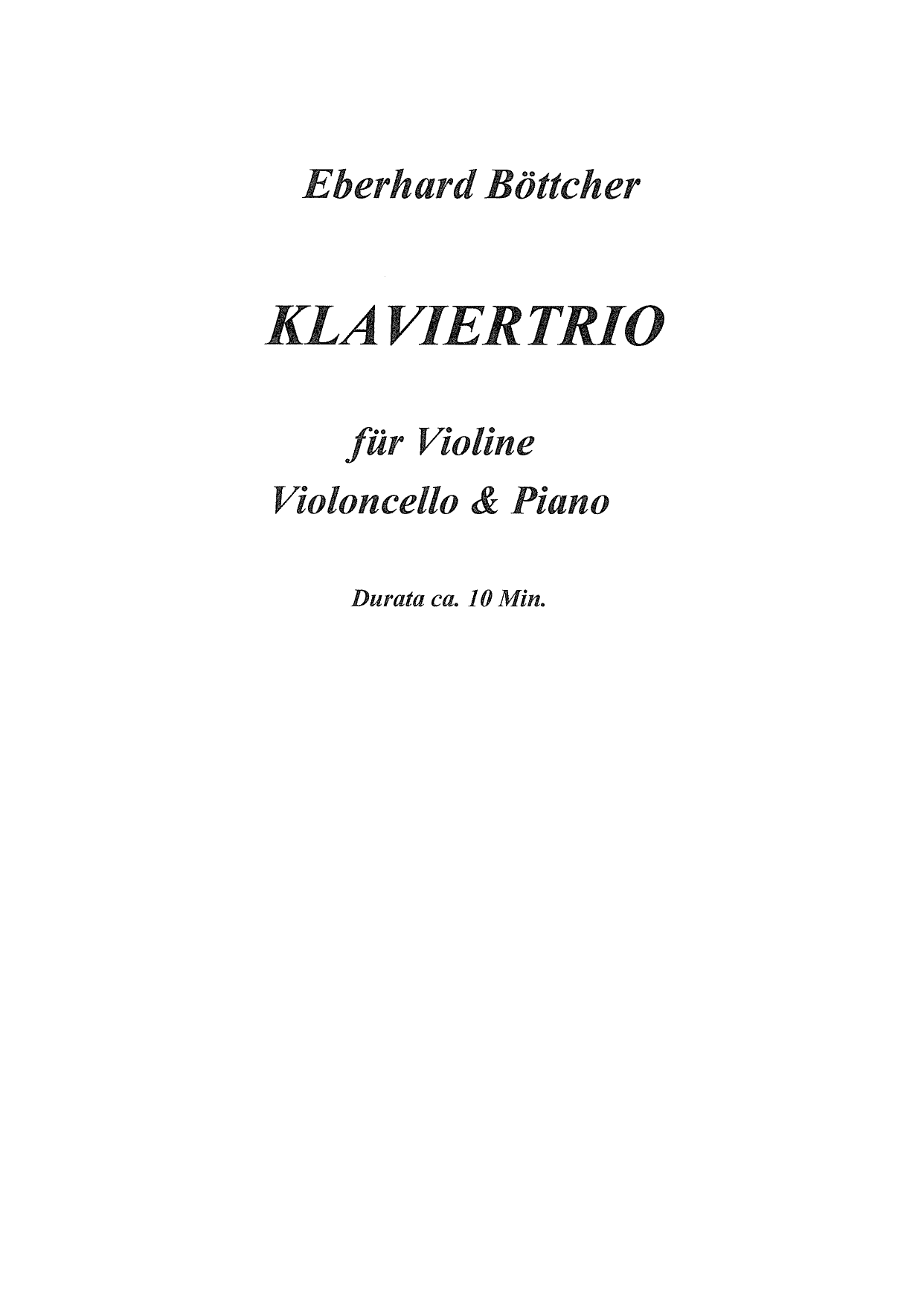 Klaviertrio - Für Violine, Violoncello &  piano