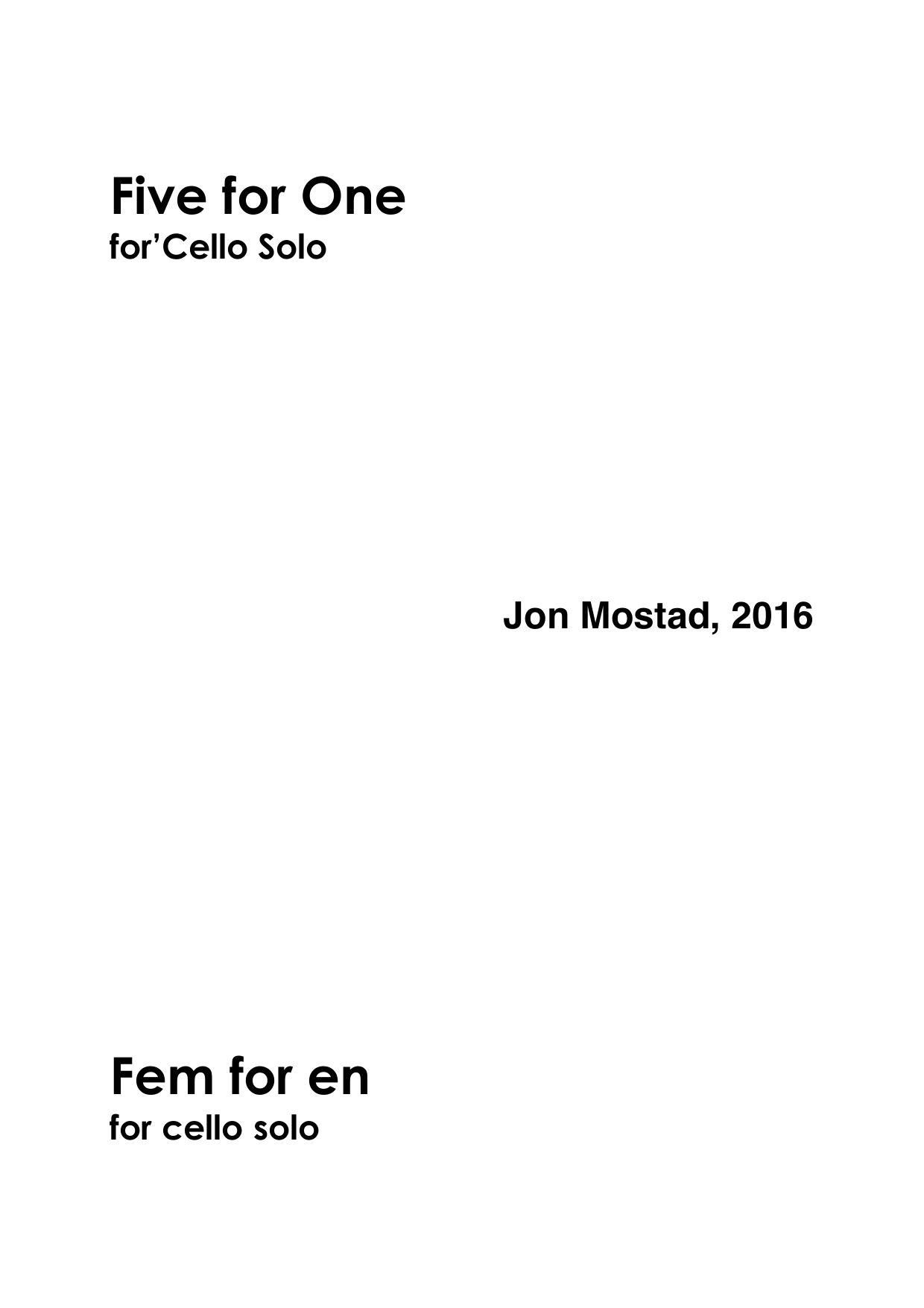Five for One - For cello solo