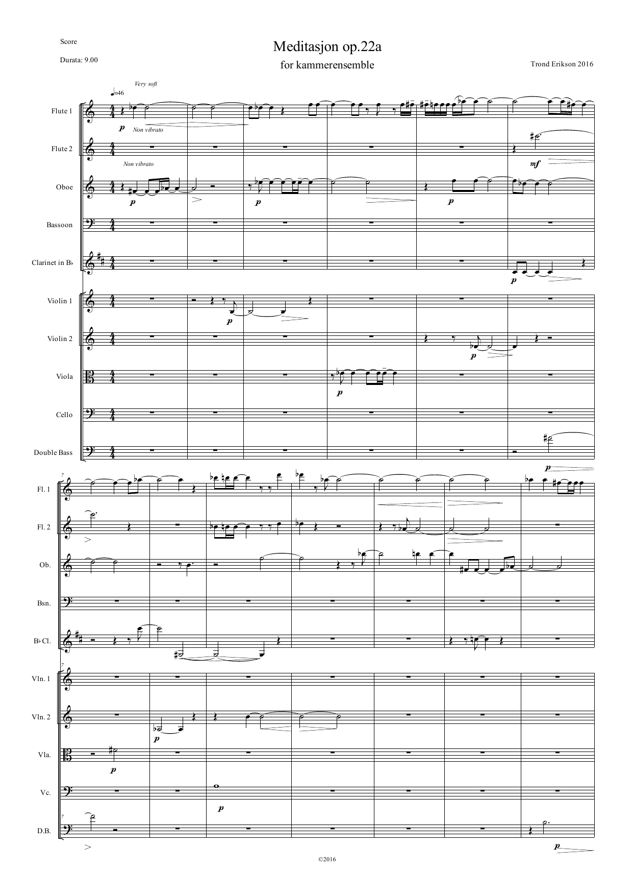 Meditasjon - for kammerensemble, op. 22 a